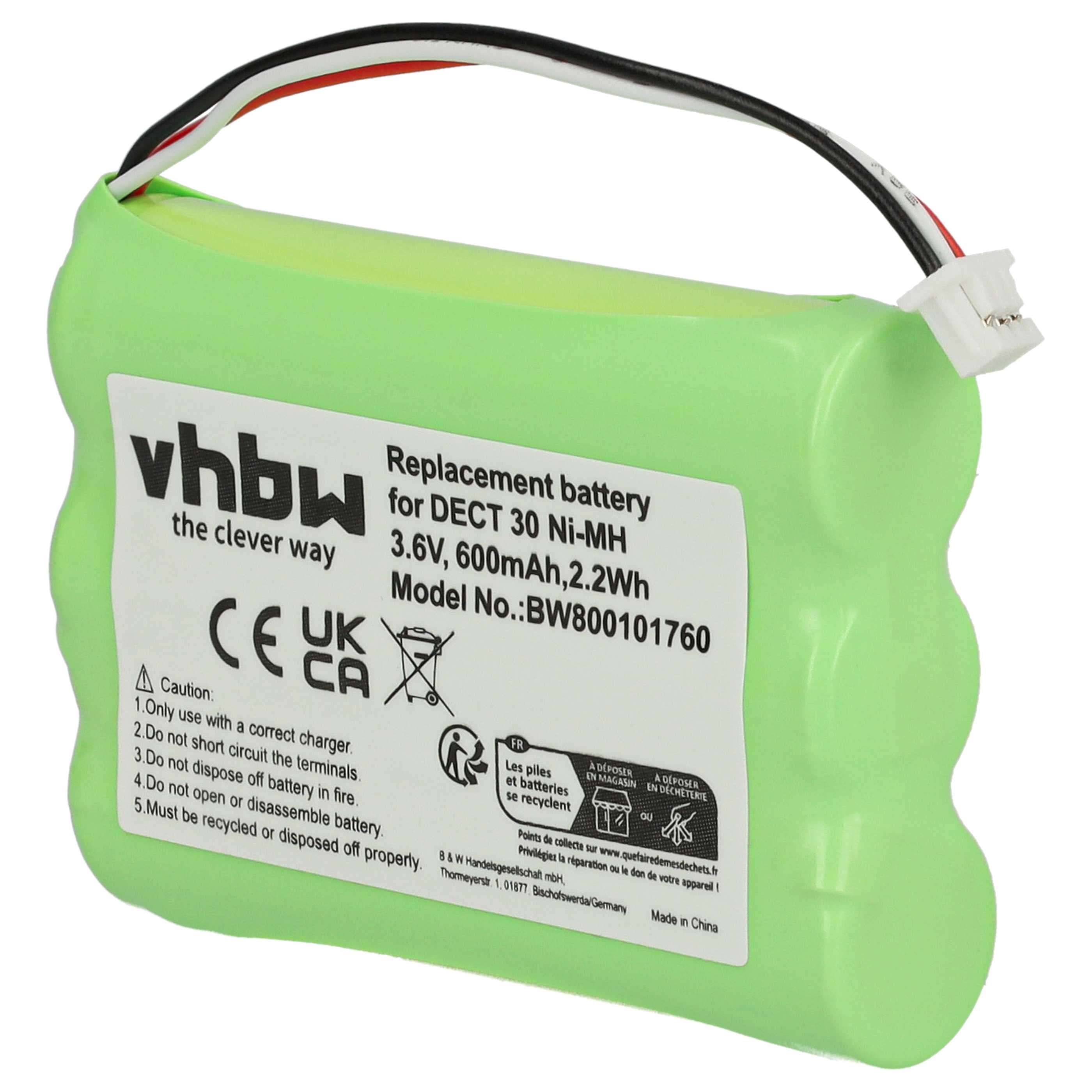 3x Batteries remplace Agfeo 23NO09TT30, 84743411, AH-AAA600F pour téléphone Agfeo - 600mAh 3,6V NiMH
