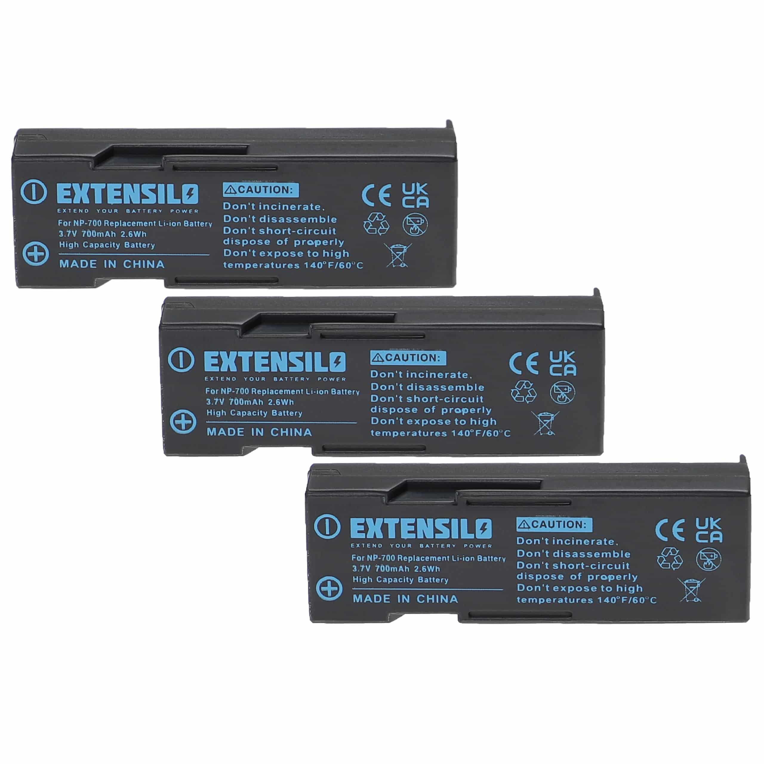 3x Battery replaces Konica Minolta NP-700 - 700mAh, 3.7V, Li-Ion