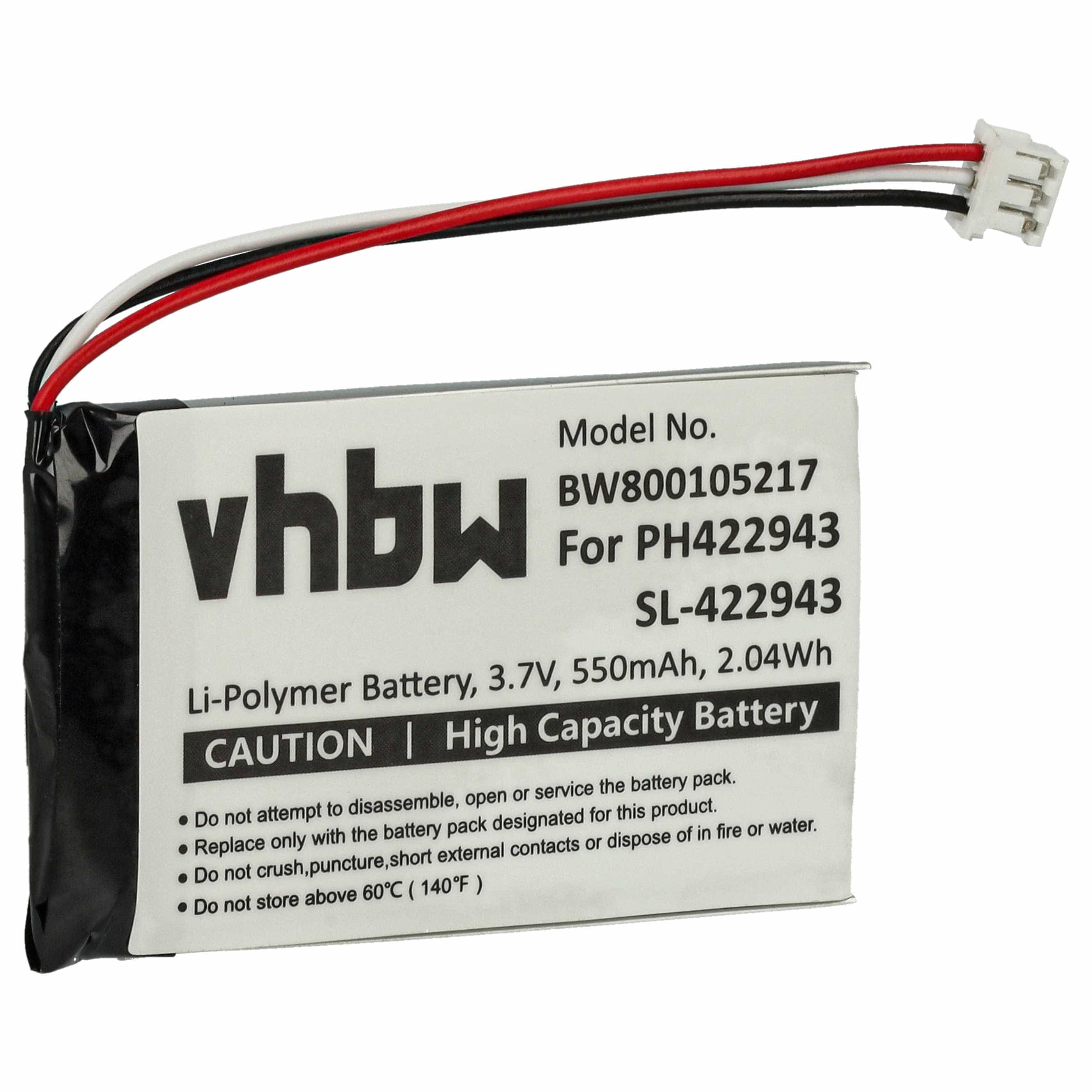 Batterie remplace Philips PH422943 pour téléphone Philips - 550mAh 3,7V Li-ion