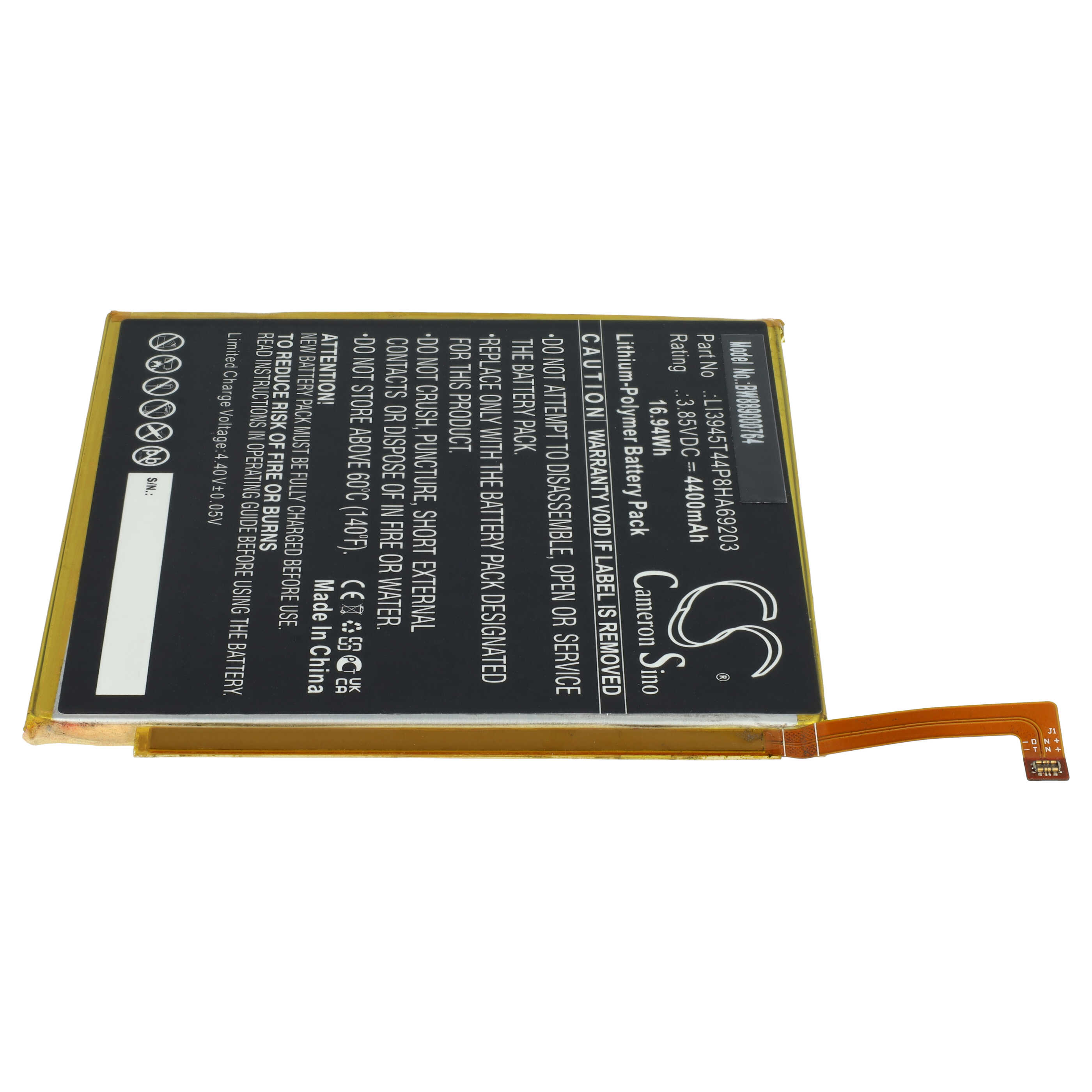 Tablet Battery replaces ZTE LI3945T44P8HA69203 - 4400 mAh 3.85 V Li-polymer