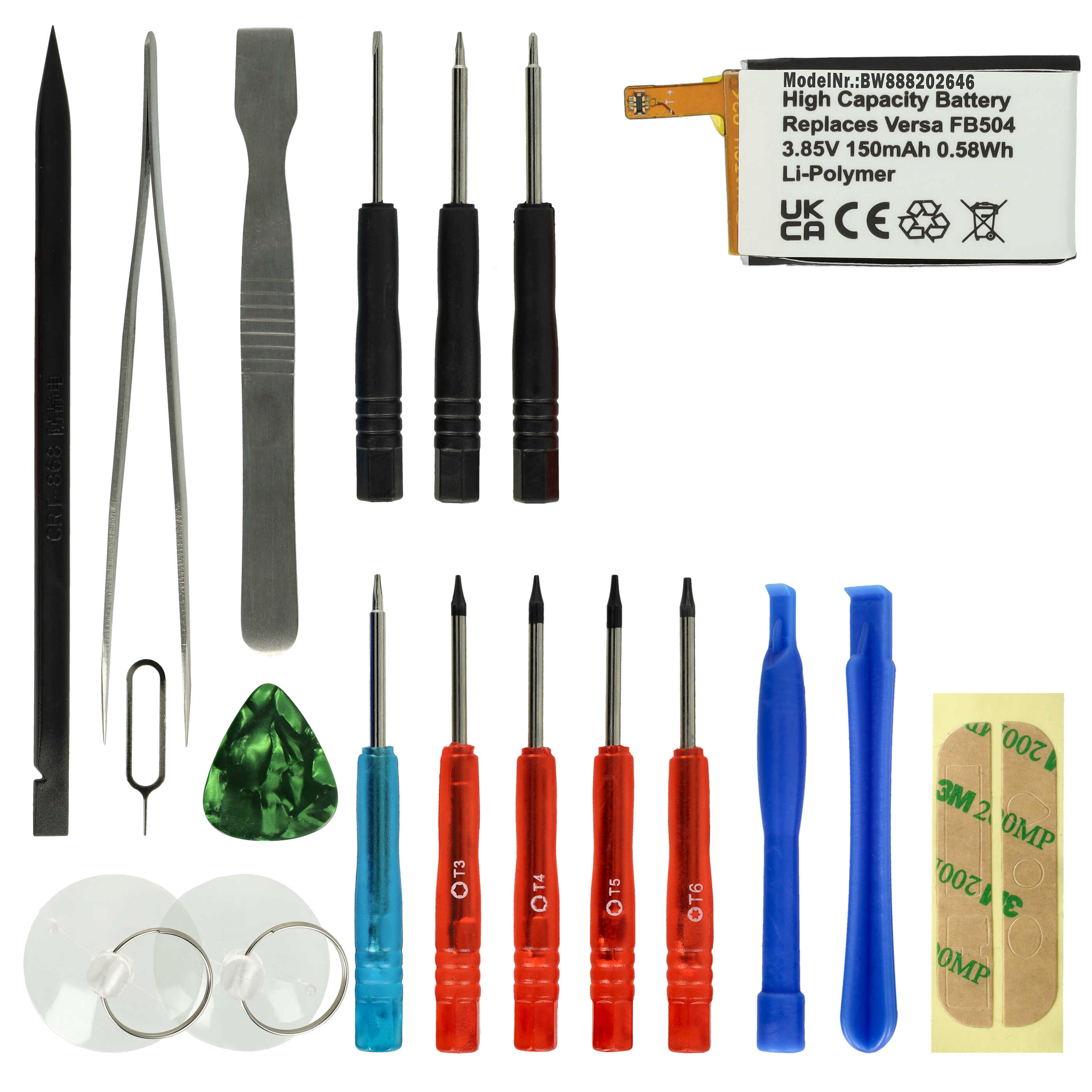 Smartwatch Battery replaces Fitbit R-41021555, 261827 - 150 mAh 3.85 V Li-polymer + Tools