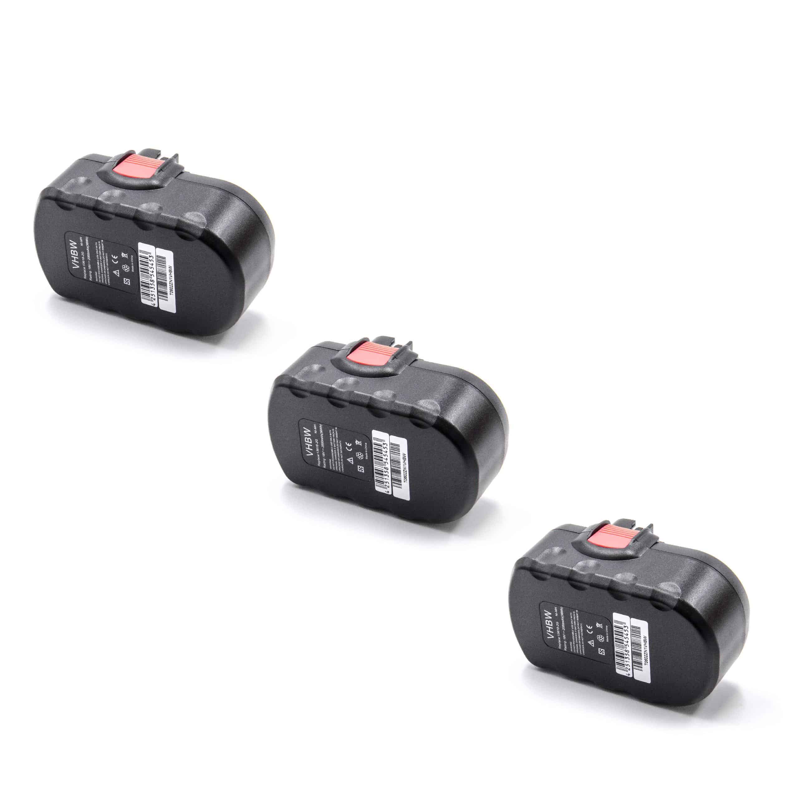 Batteries (3x pièces) remplace Bosch 2 607 335 278, 2 607 335 266 pour outil électrique - 2000 mAh, 18 V, NiMH