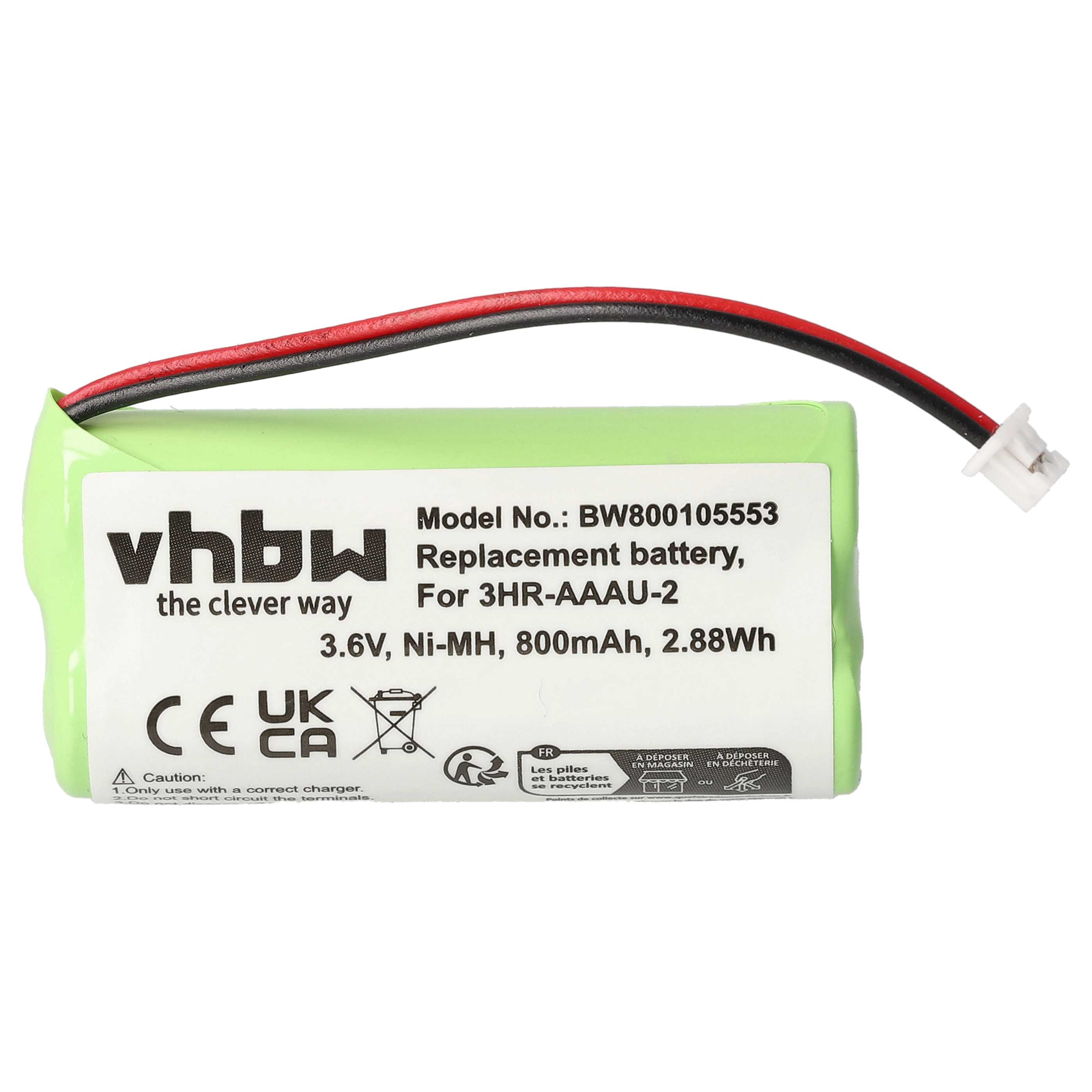Batterie remplace Bang & Olufsen 3HR-AAAU-2 pour téléphone Bang & Olufsen - 800mAh 3,6V NiMH