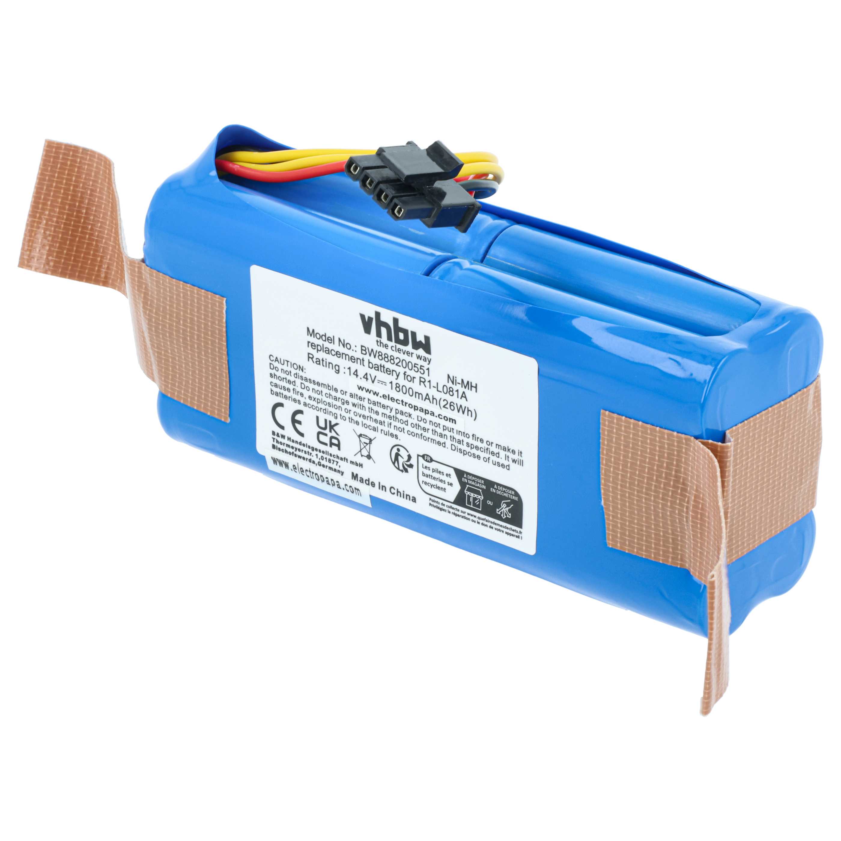 Battery replaces Midea L083b for Midea 1800mAh, 14.4V, NiMH