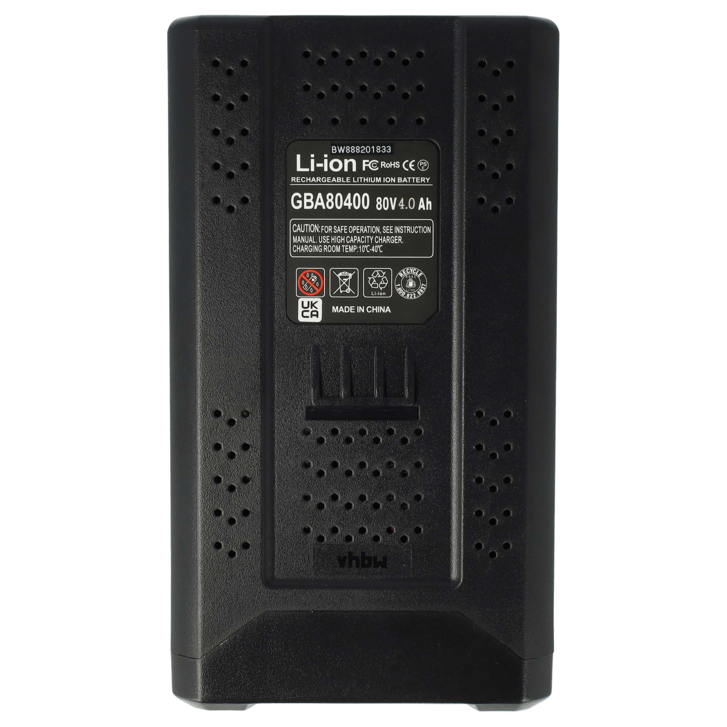 2x Battery replaces Greenworks 2901307, 80V Max, 2901302, 2902407, 2901207 - 4000 mAh 80 V Li-Ion, black
