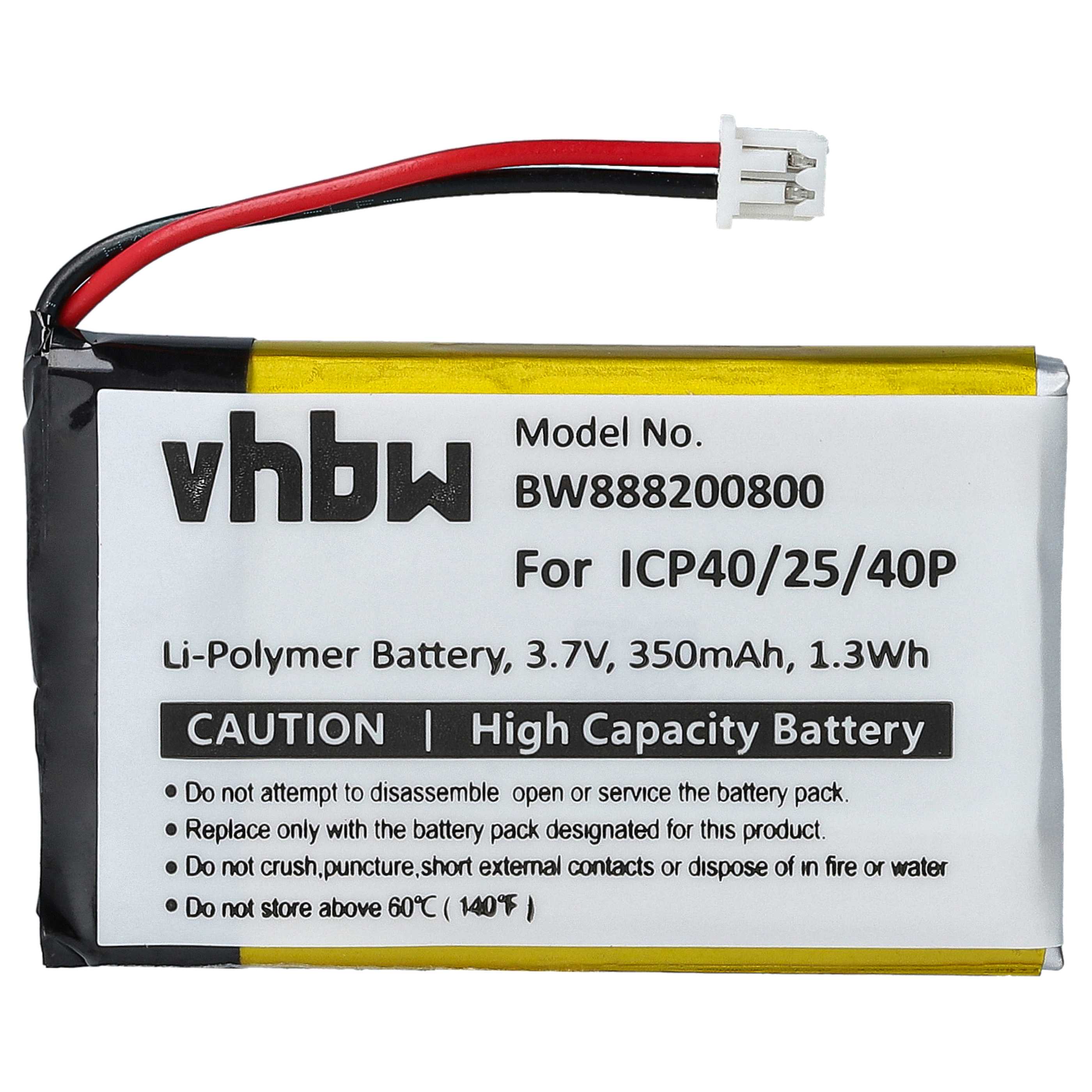 2x Akumulator do słuchawek bezprzewodowych zamiennik Sena ICP40/25/40P - 350 mAh 3,7 V LiPo