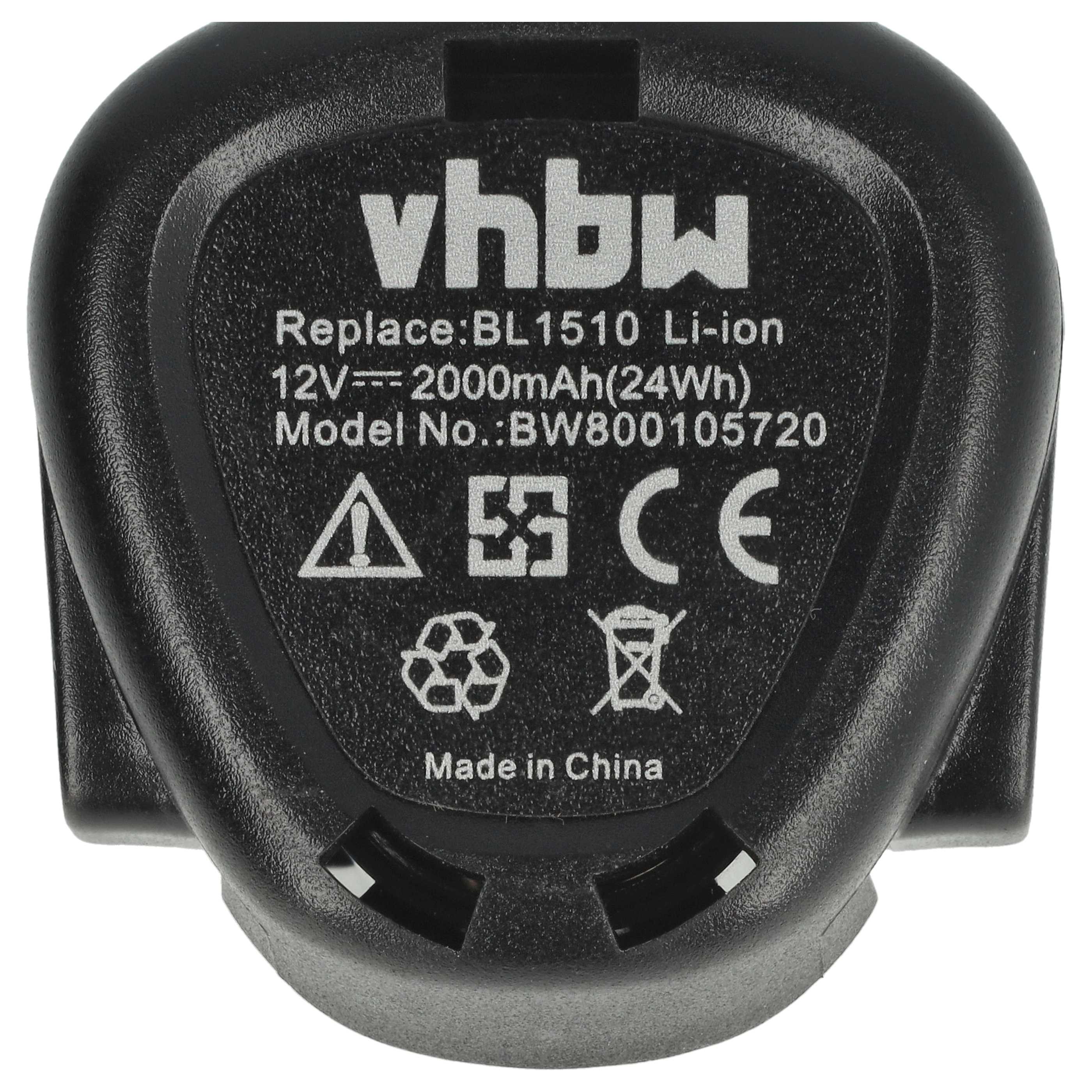 Battery replaces Black & Decker LB12, BL1510, BL1310, BL1110 Electric Power Tool - 2000 mAh, 12 V, Li-Ion