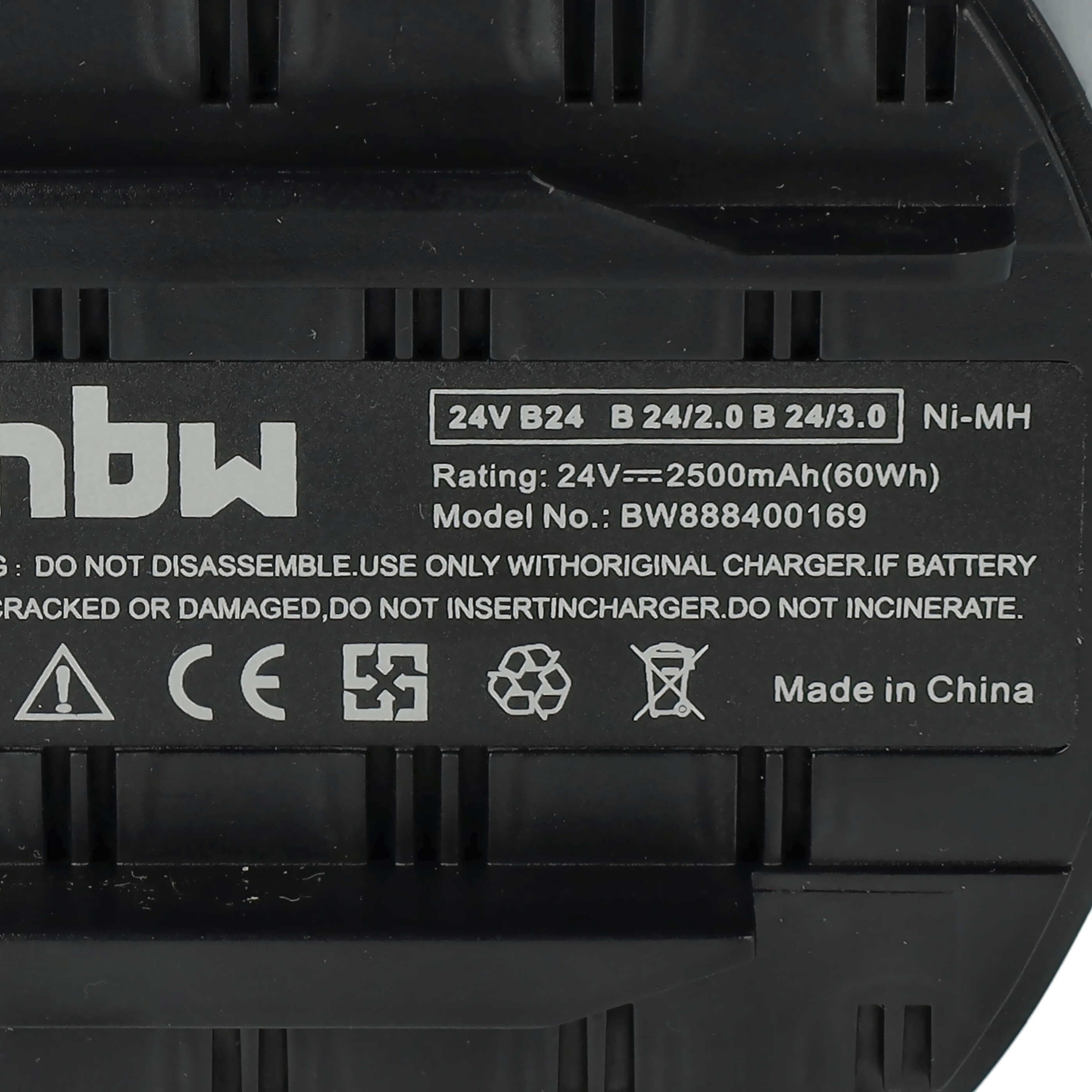 Batterie remplace Hilti B24/3.0, B24/2.0, B24 pour outil électrique - 2500 mAh, 24 V, NiMH