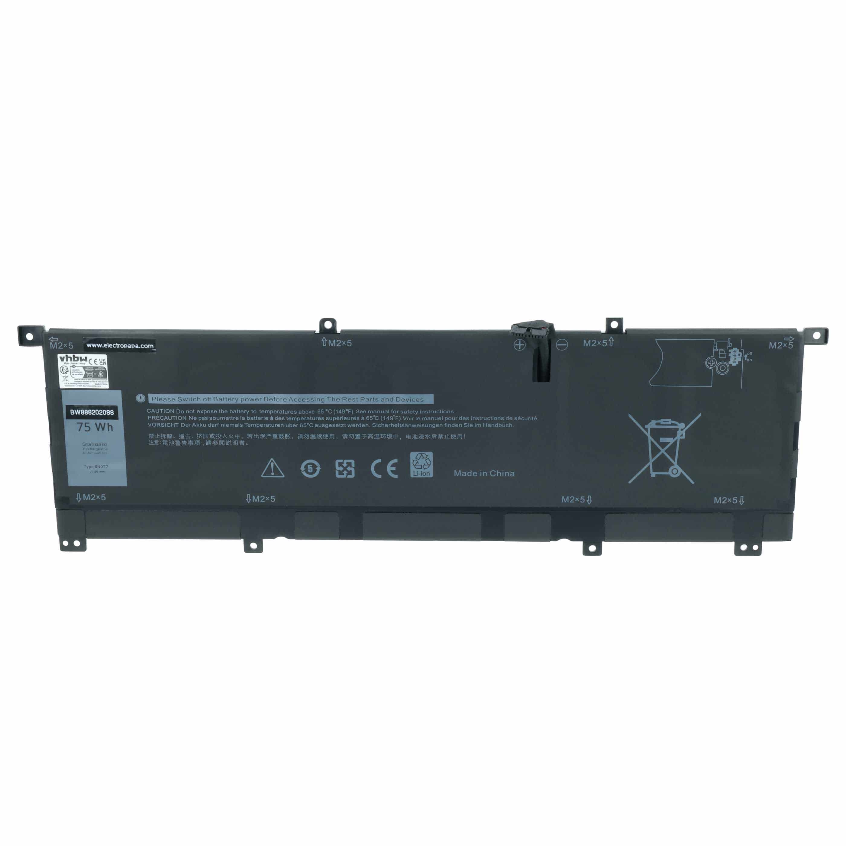 Akumulator do laptopa zamiennik Dell 8N0T7, FW8KR, TMFYT, 0TMFYT - 6500 mAh 11,4 V LiPo, czarny