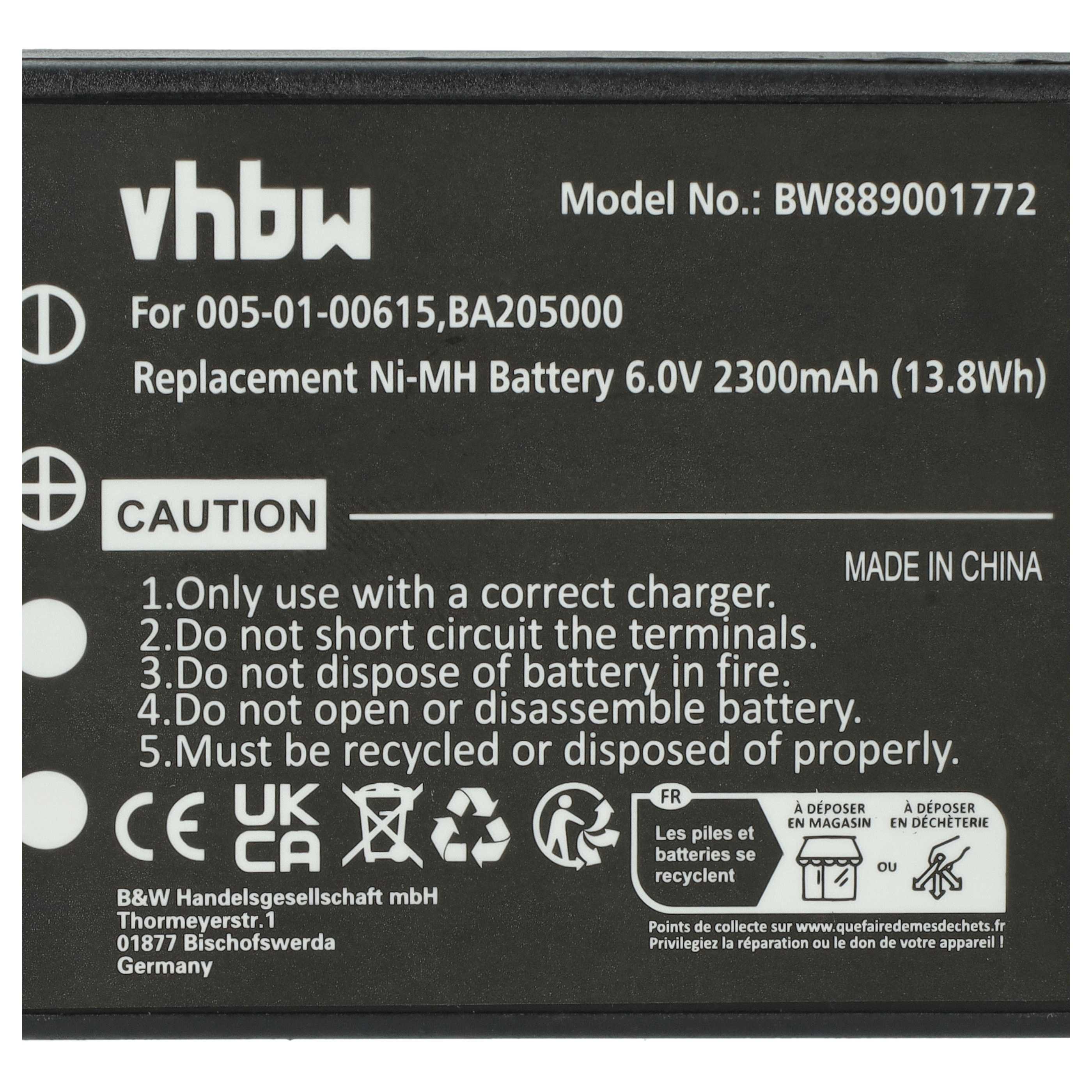 Batterie (10 pièces) remplace HBC 005-01-00615, BA205000, BA206000, BA206030, BA205030 - 2300mAh 6V NiMH