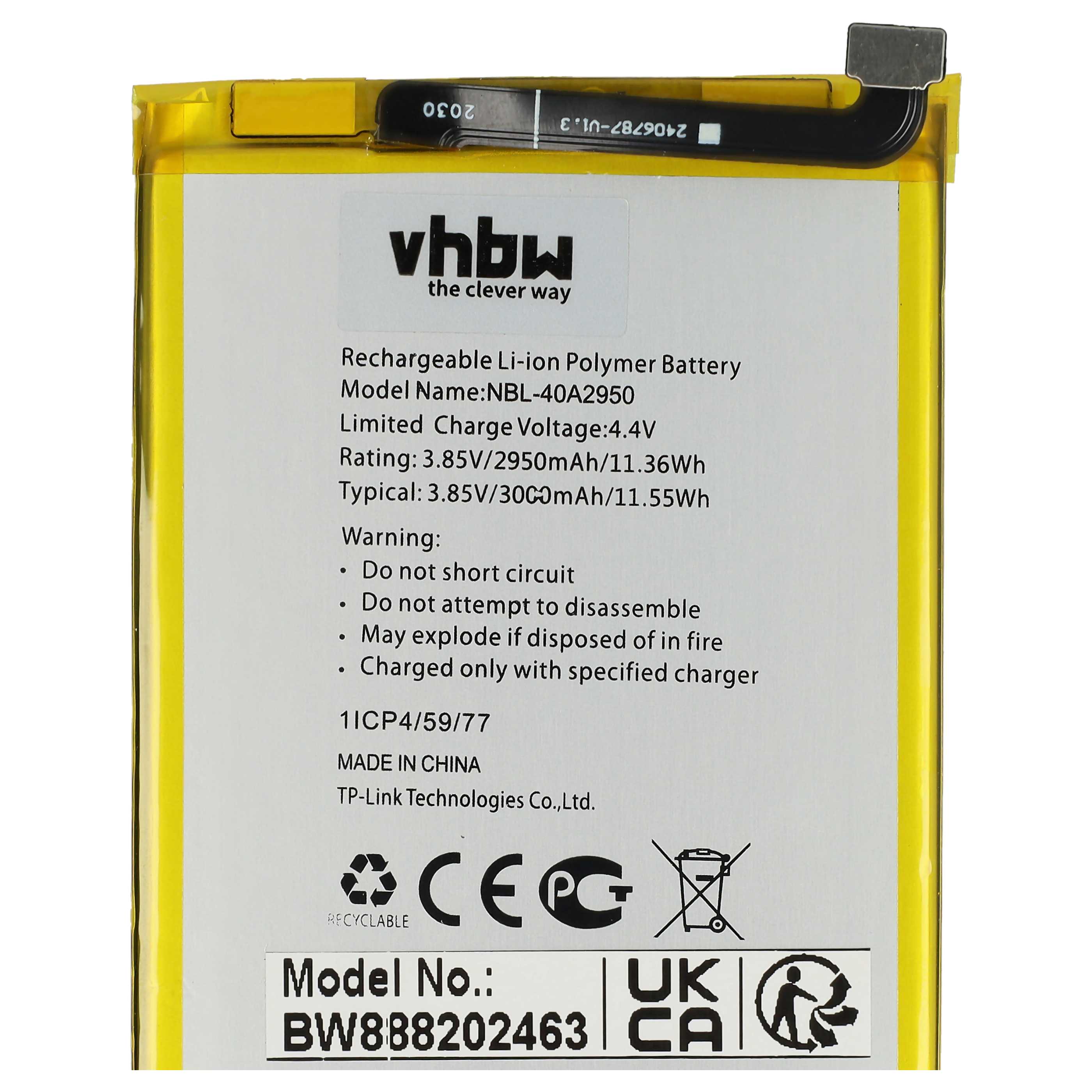 Akumulator do telefonu smartfona zamiennik Neffos / TP-Link NBL-40A2950 - 2850 mAh 3,85 V LiPo