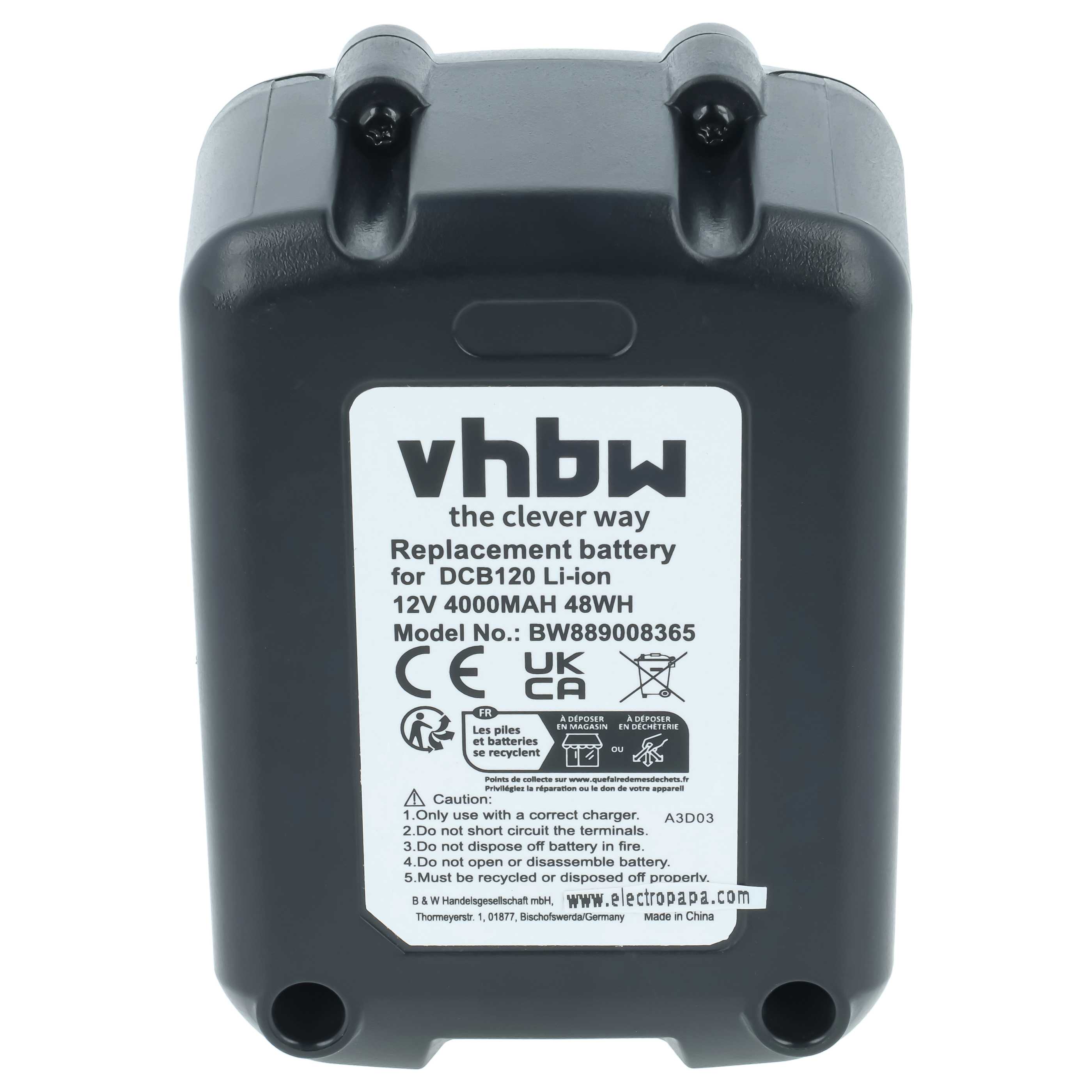 Akku (3x Stück) 12V als Ersatz für Dewalt DCB127, DCB125, DCB123, DCB121, DCB120 - 4Ah, Li-Ion