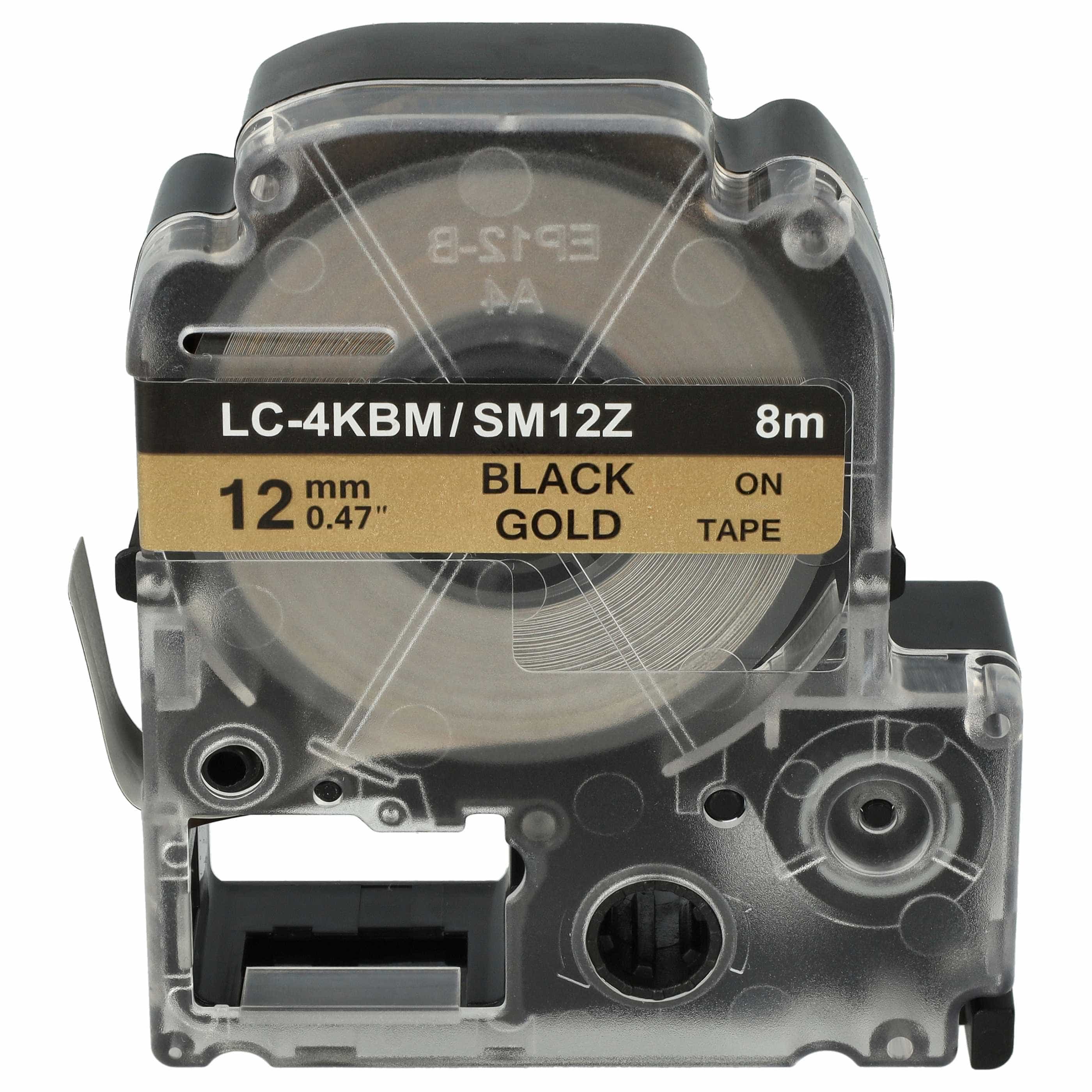 Label Tape replaces Epson LC-4KBM - 12 mm Black to Gold
