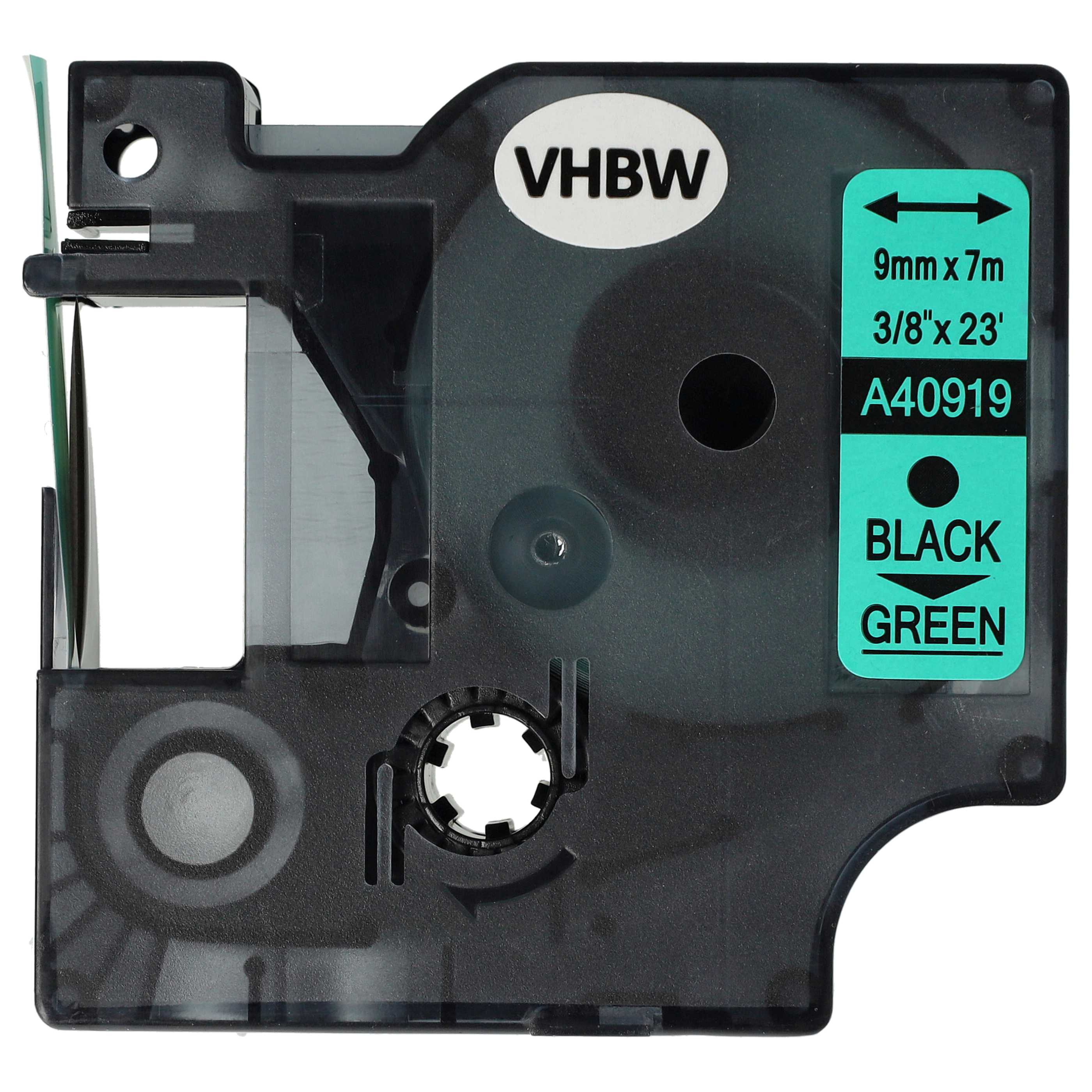 Label Tape as Replacement for Dymo D1, 40919 - 9 mm Black to Green