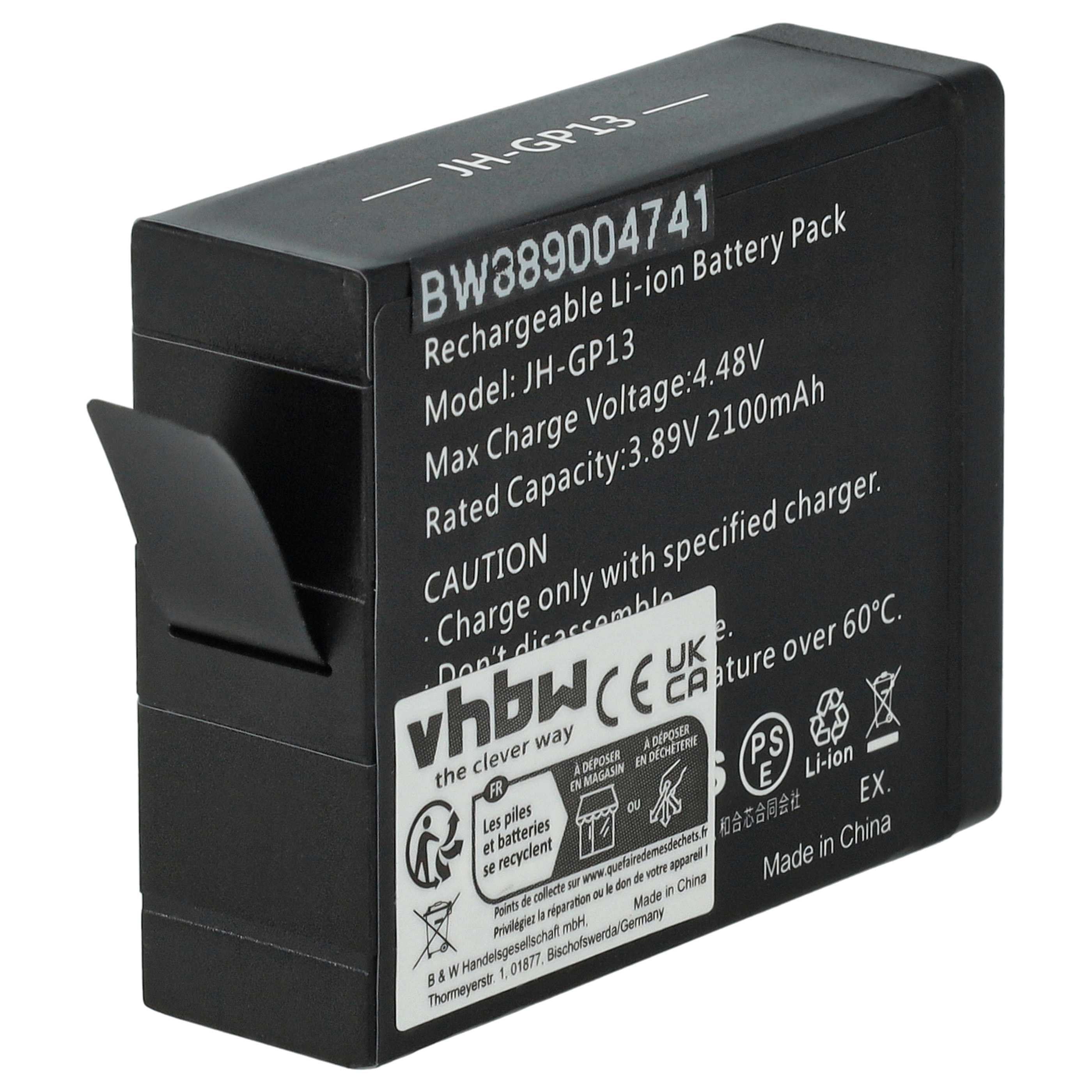 3x Battery replaces GoPro JH-GP13 - 2100mAh, 3.89V, Li-Ion