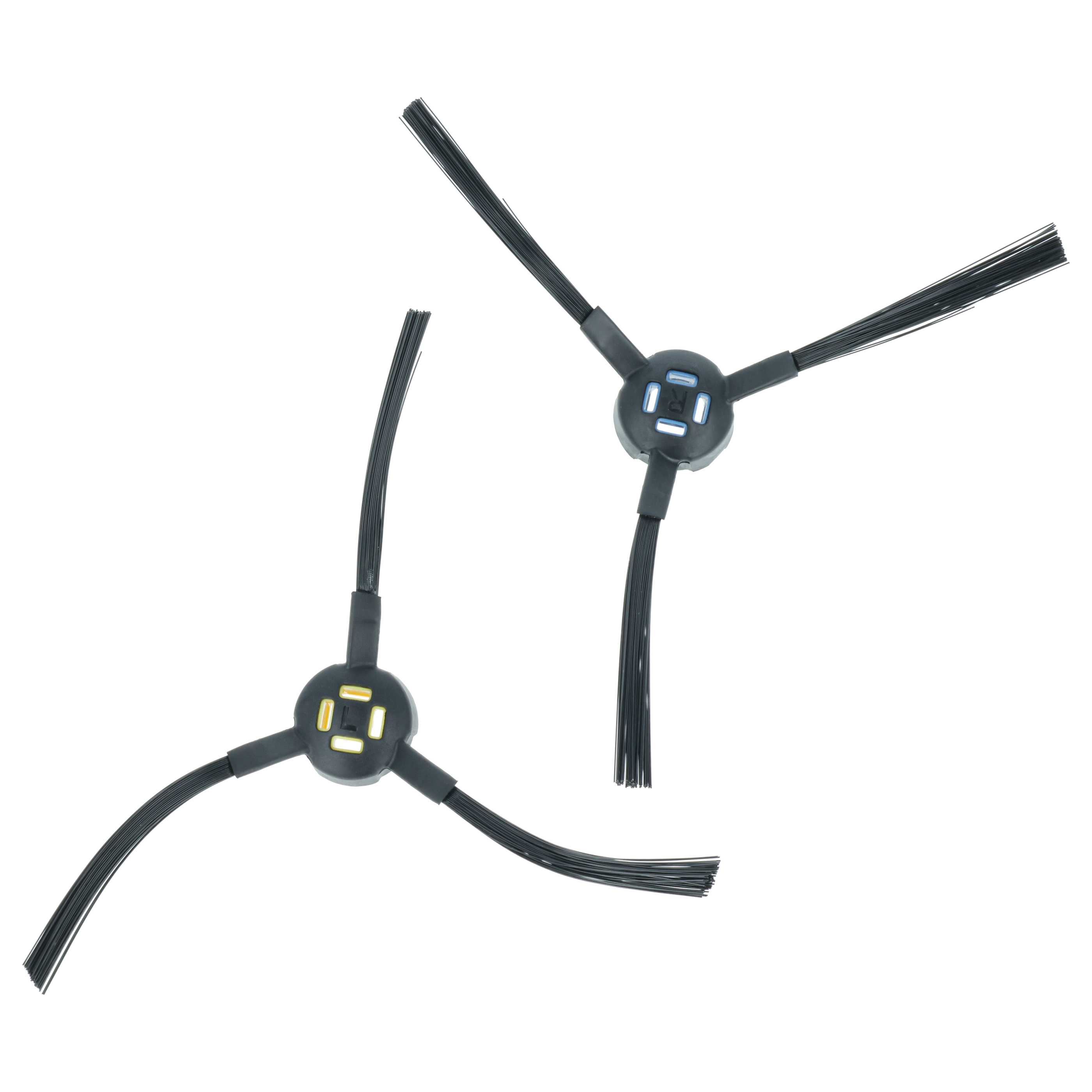 2x Side Brush suitable for iLife, Zaco V80 Robot Vacuum Cleaner etc. - 3-armed, black, blue, yellow