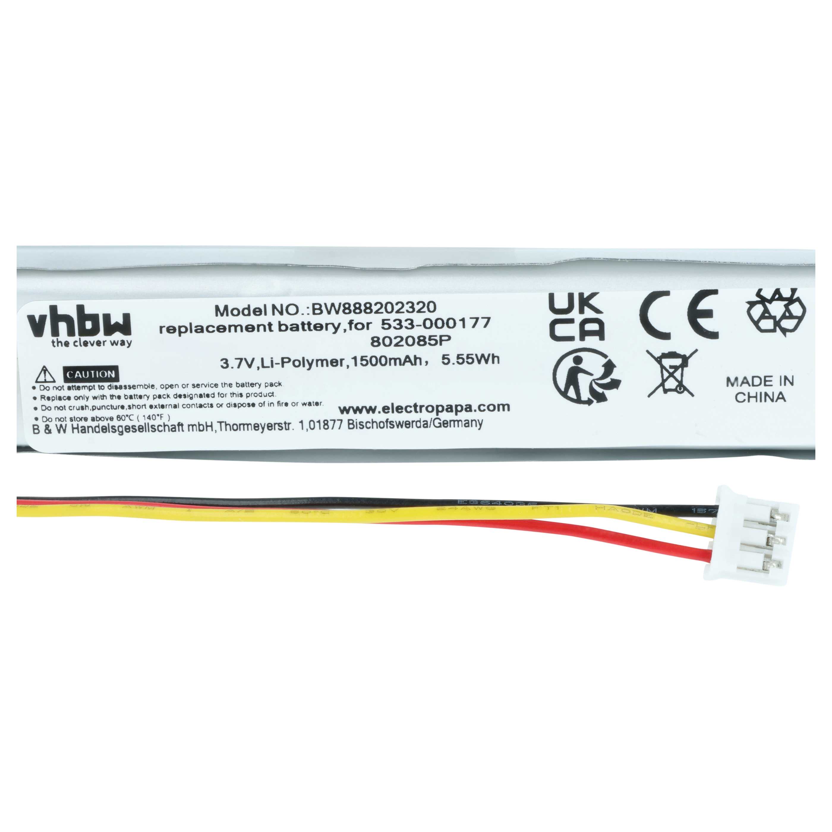 Tastatur-Akku als Ersatz für Logitech 533-000177 für Logitech - 1500mAh 3,7V Li-Polymer
