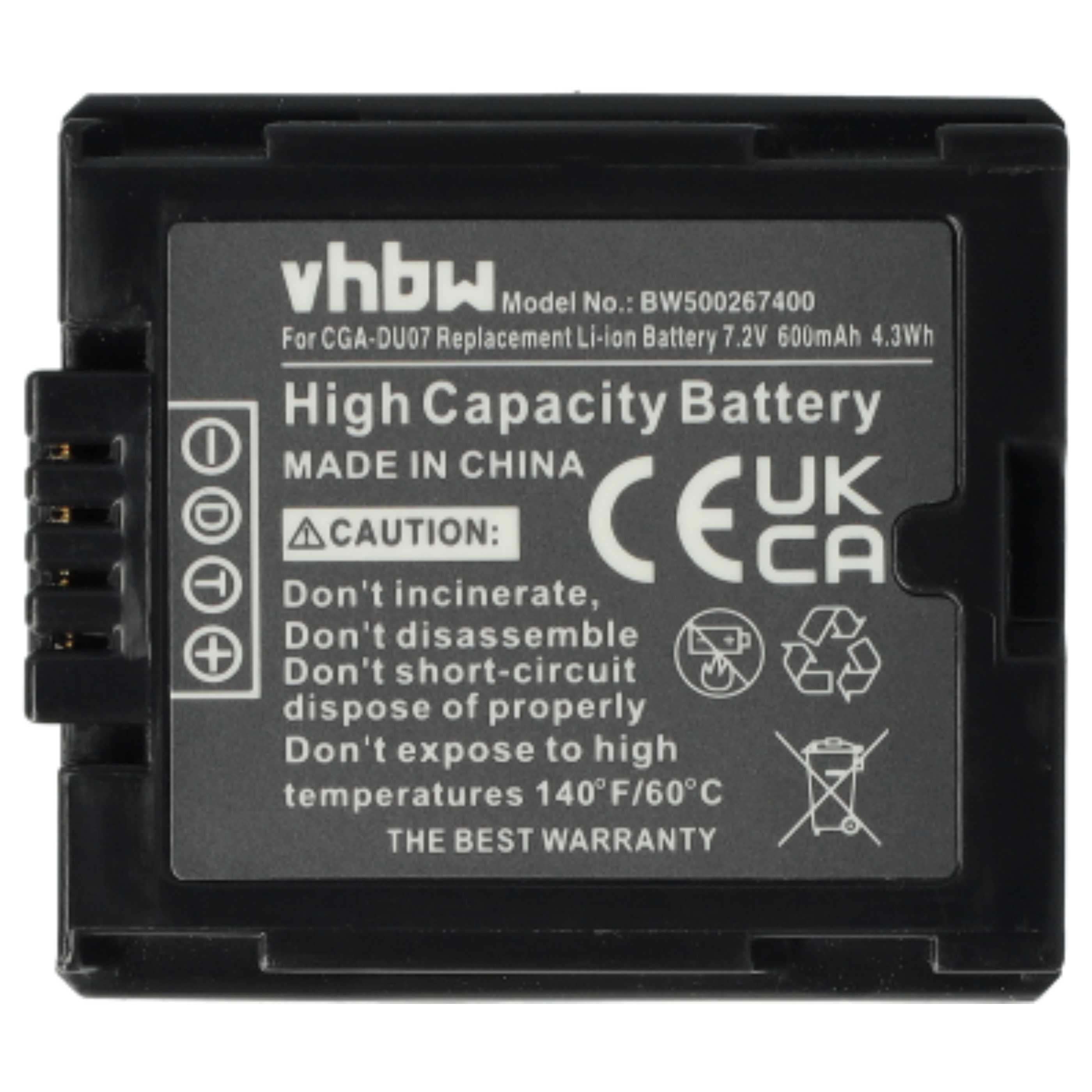Videocamera 3x Battery replaces Hitachi DZ-BP07s, DZ-BP14s, DZ-BP21s - 600 mAh 7.2 V Li-Ion