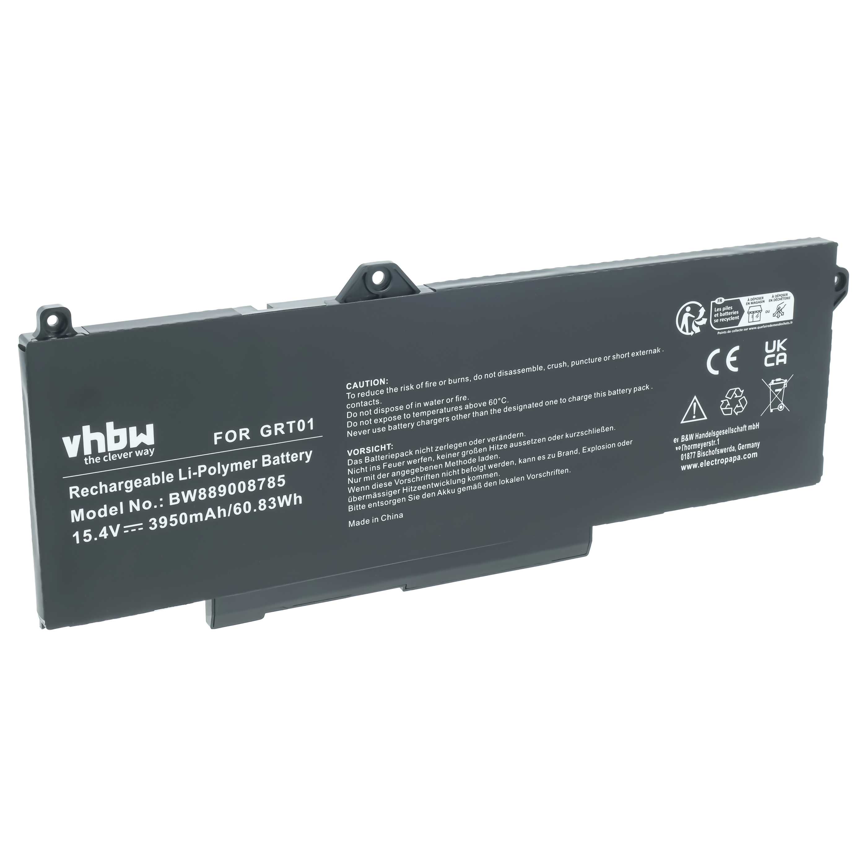 Notebook-Akku als Ersatz für Dell 53XP7, 00P3TJ, 05RGW, 0R05P0, 9JRV0 für Dell - 3950mAh 15,4V Li-Polymer