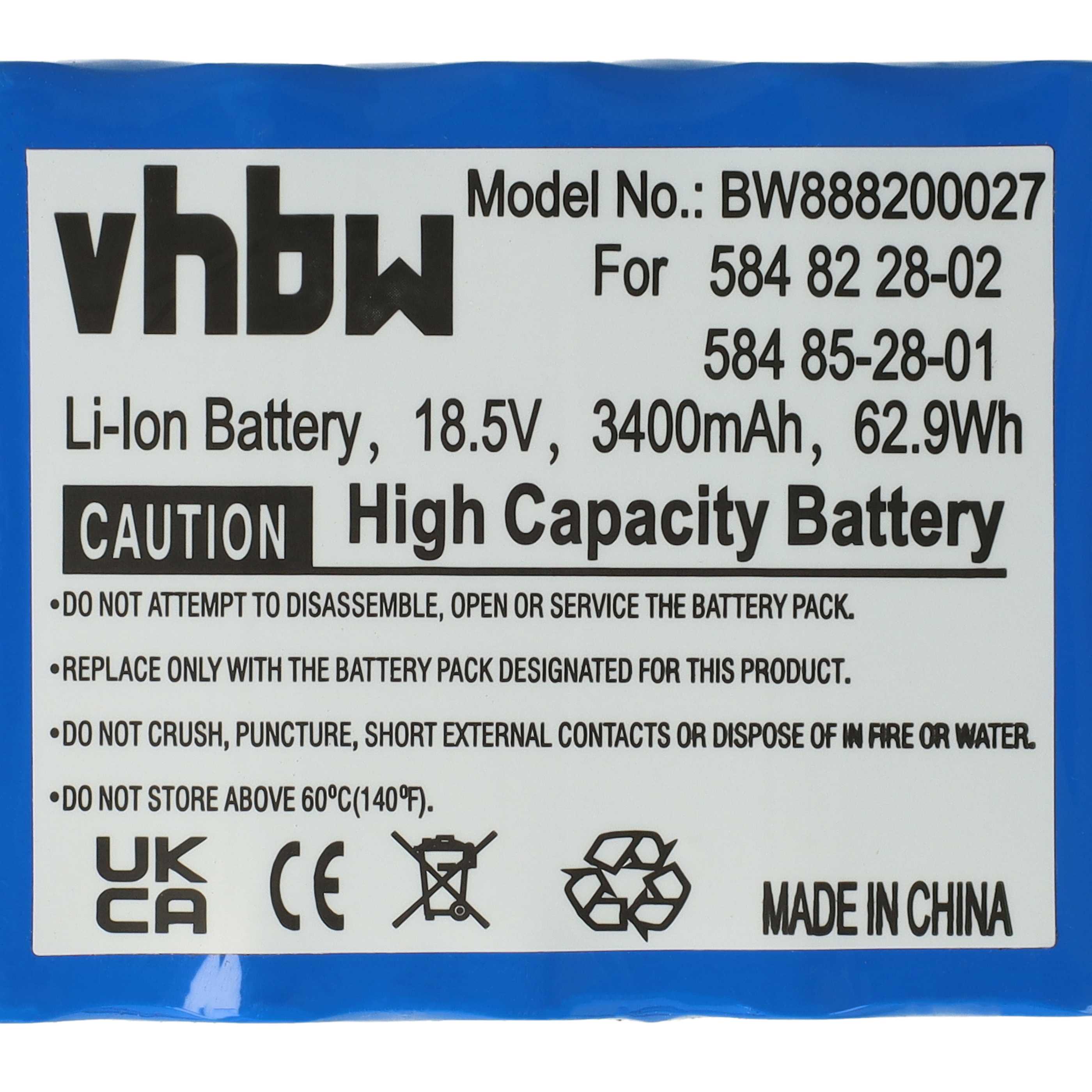 1x alimentatore, 1x batteria 3400 mAh, 1x cavo da per tosaerba 