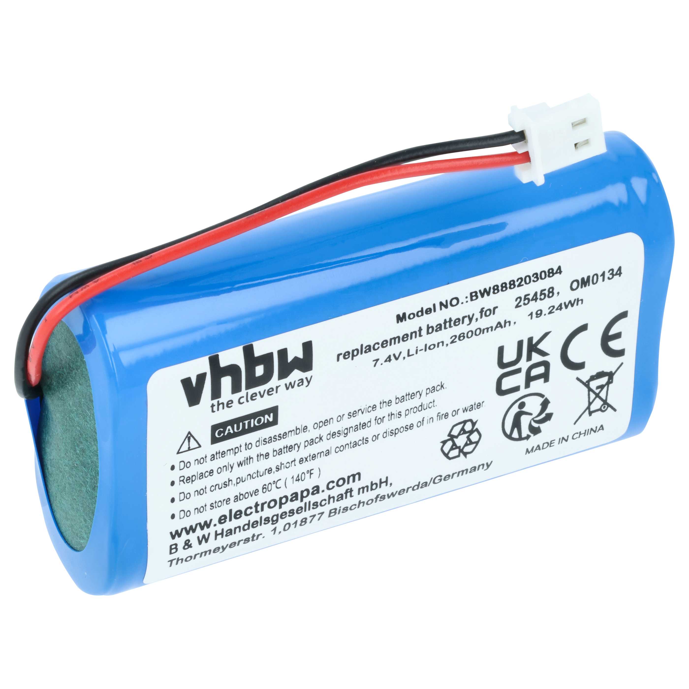 Medical Equipment Battery replaces SurgiTel OM0134, 25458 - 2600 mAh 7.4 V Li-Ion