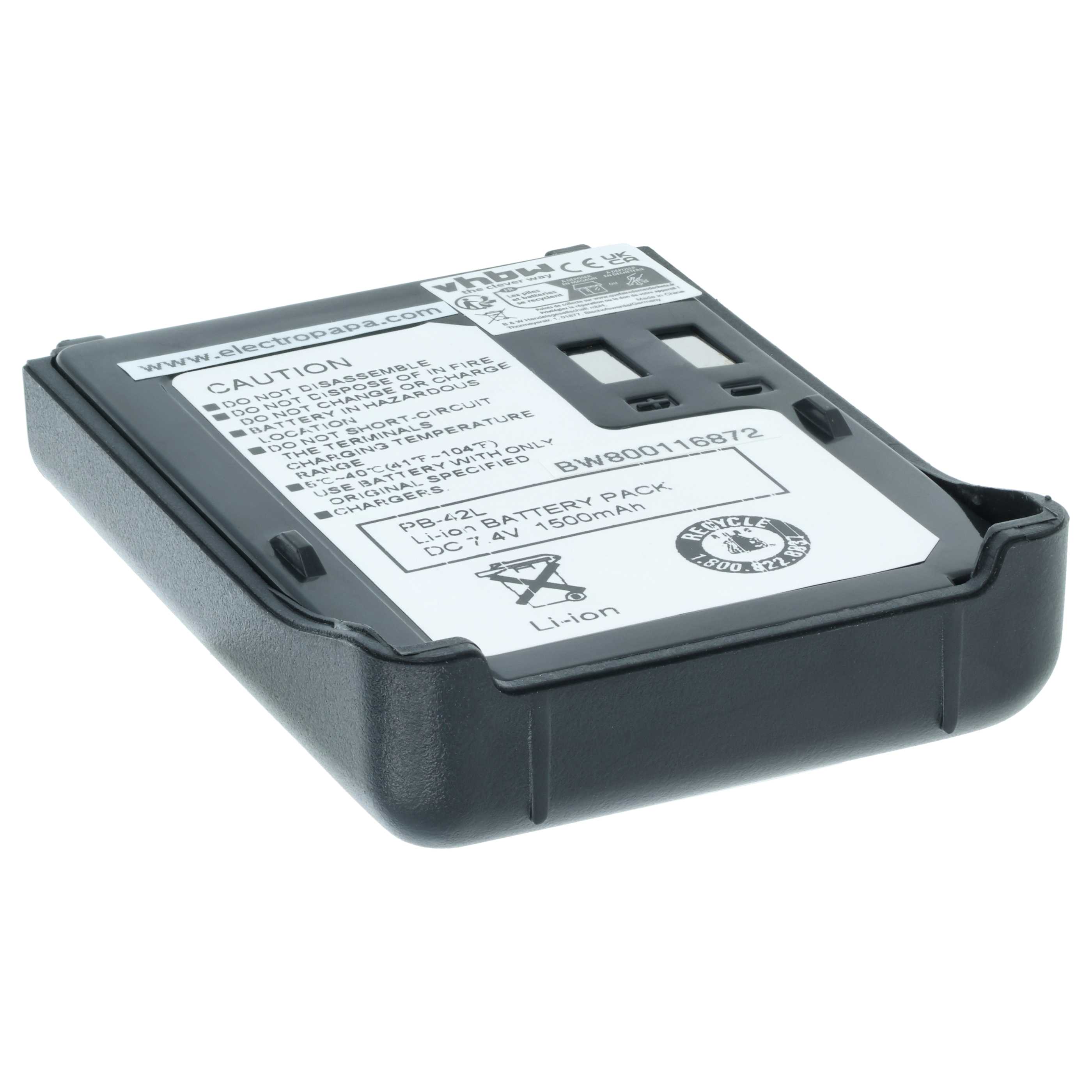 Radio 2x Battery replaces Kenwood PB-42Li, PB-42L, PB-42 - 1500 mAh 7.4 V Li-Ion
