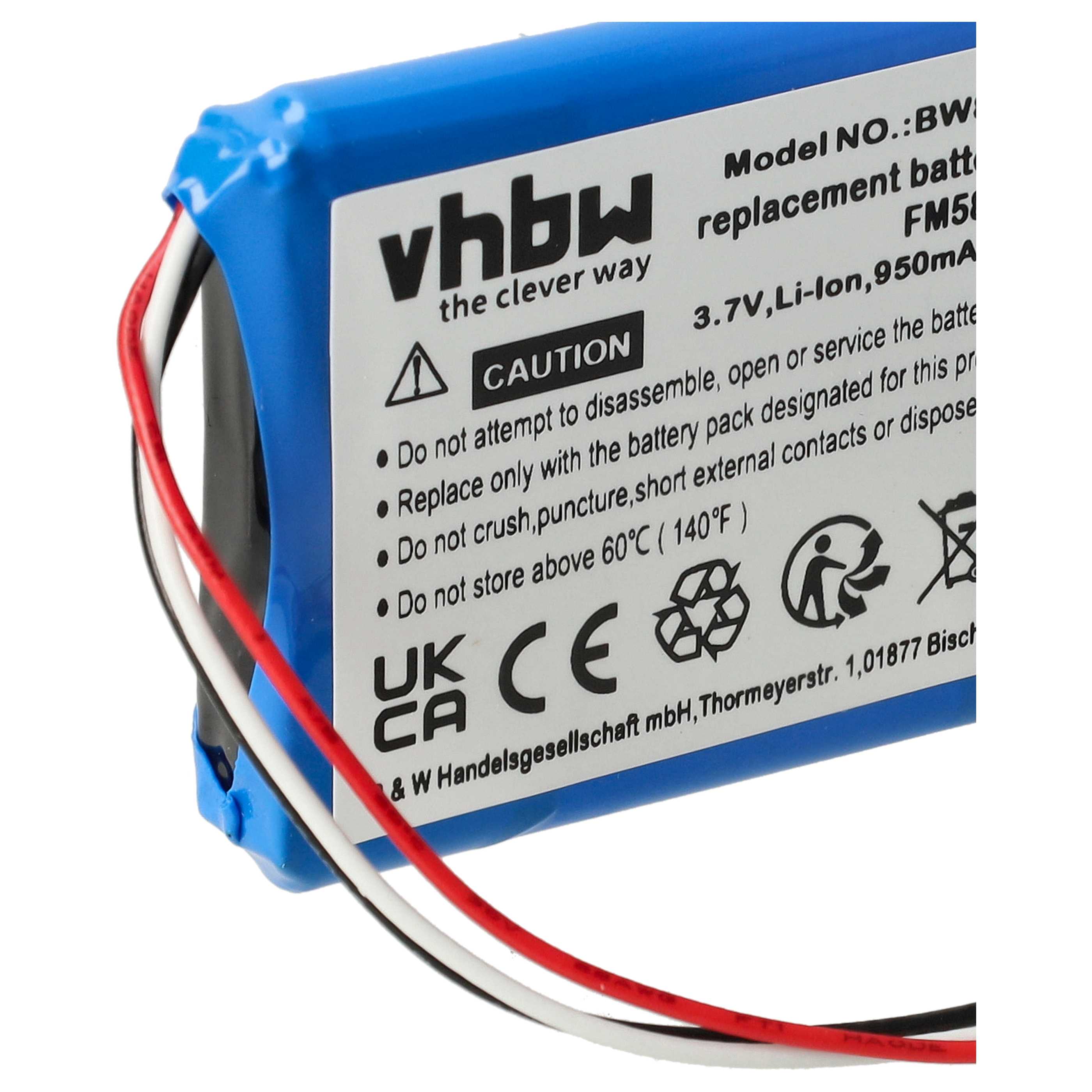 GPS Navigation-Akku als Ersatz für TomTom FM58350631376, VF6S, VF2, AHA11110005, VF6D - 950mAh 3,7V Li-Ion