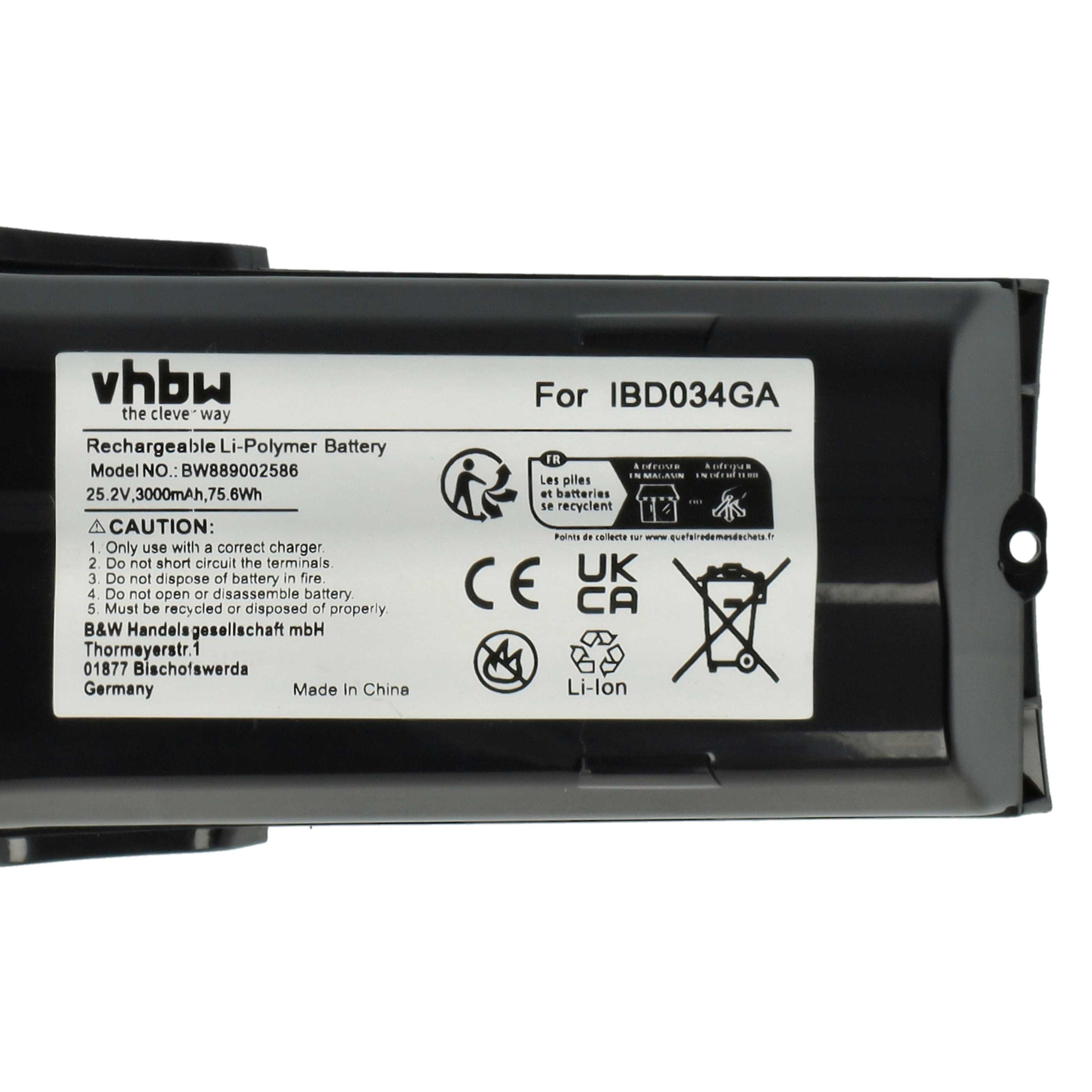Akku als Ersatz für Philips IBD034GA, 300000517621, 300000517631, 6.27.40.08-0 für Philips Staubsauger - 3000mAh 25,2V Li-Ion