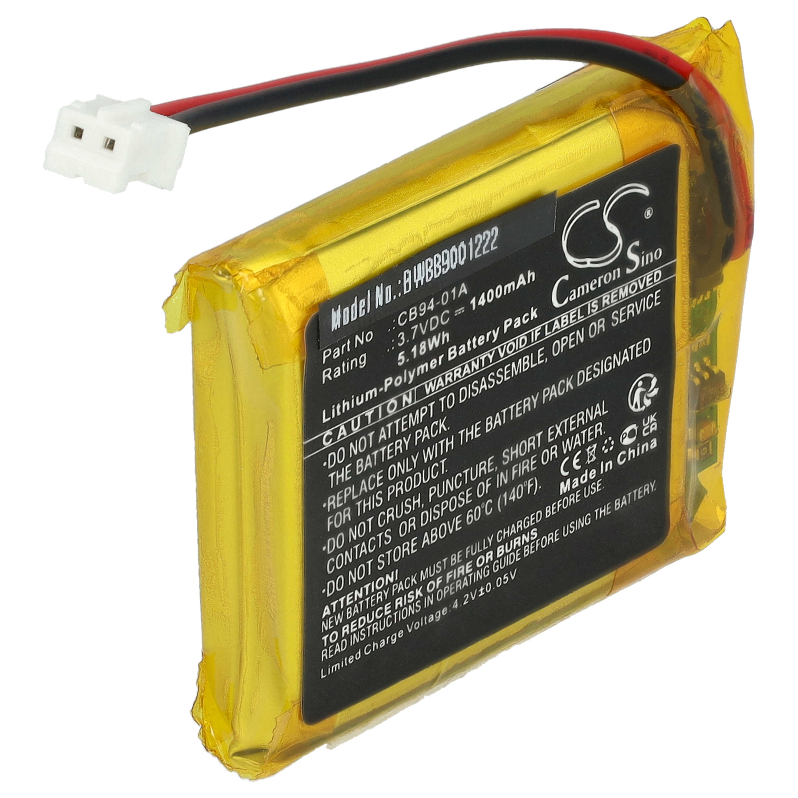 Baby Monitor Battery replaces Motorola CB94-01A - 1400 mAh 3.7 V Li-polymer