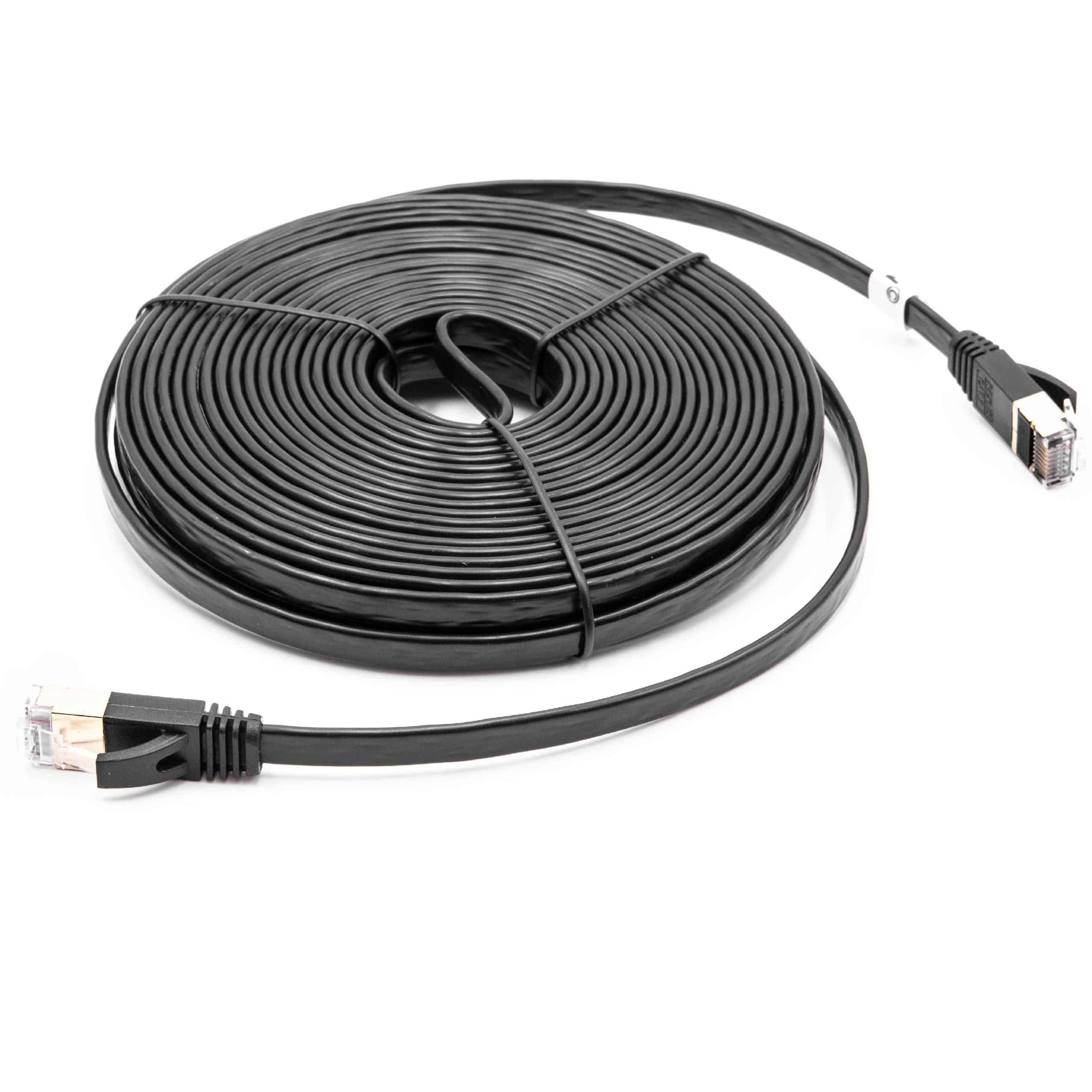 Ethernet LAN Patch Gigabit Network Cable CAT.7 10m black flat design, Internet Modem Cable