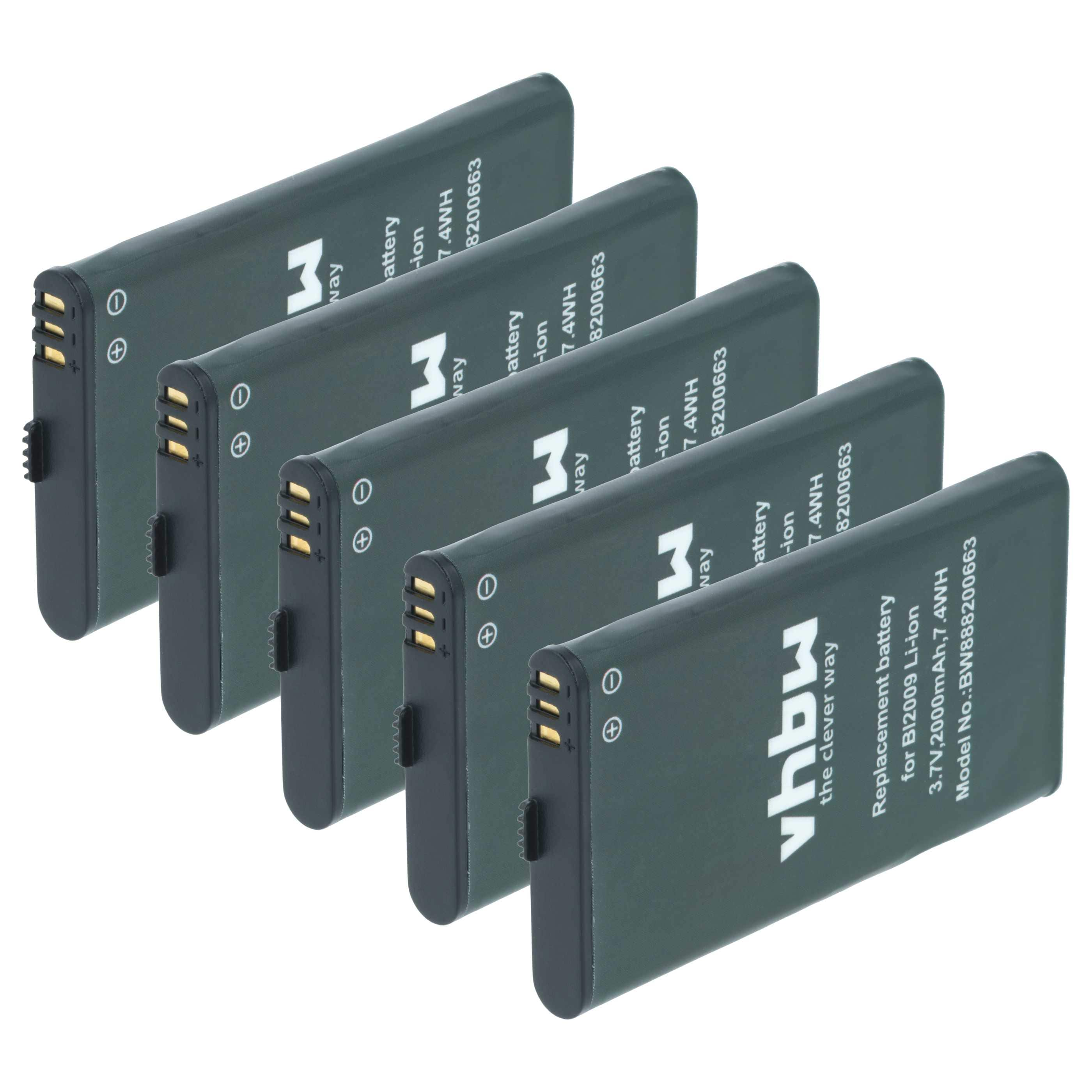 Radio 5x Battery replaces Hytera BL2009 - 2000 mAh 3.7 V Li-Ion