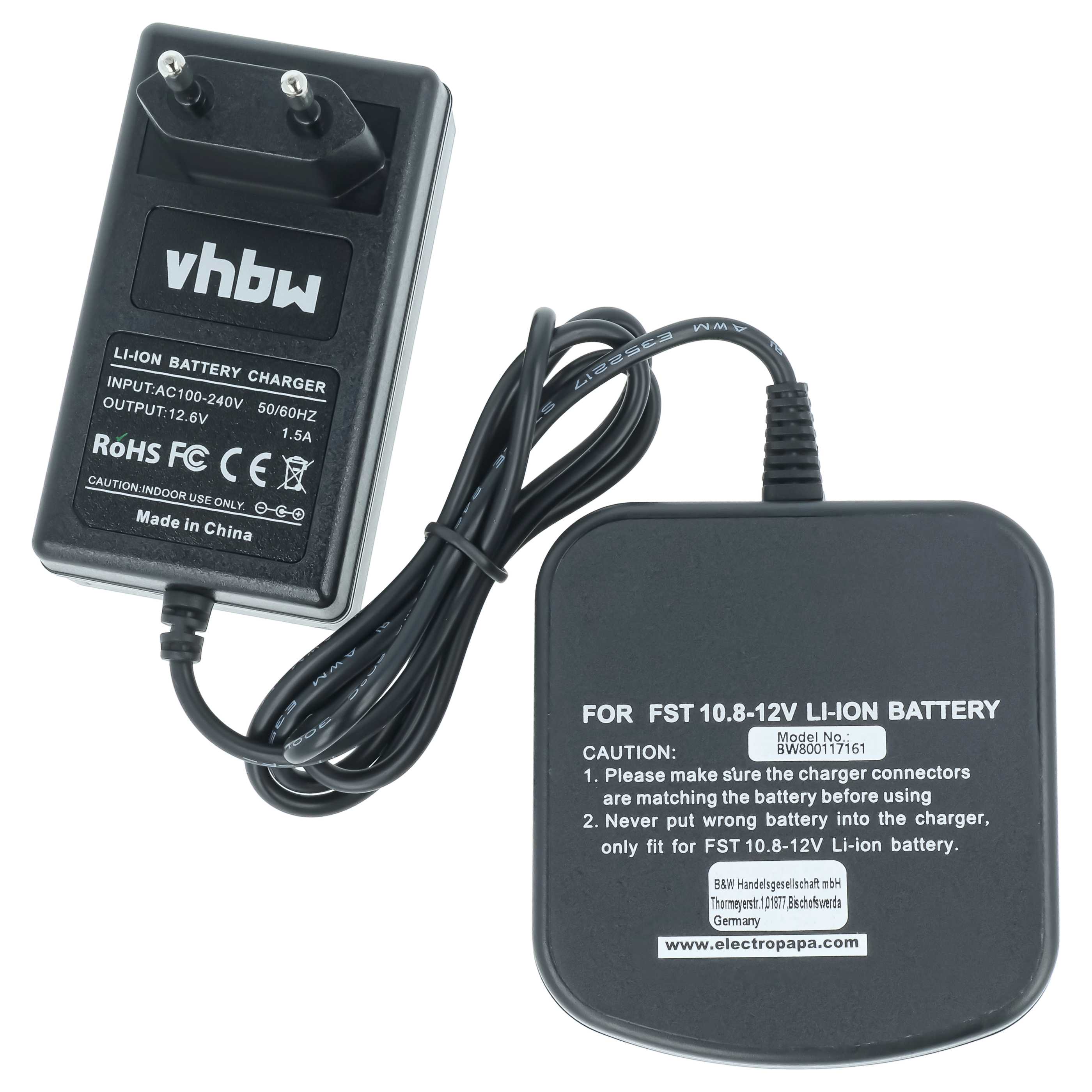 Charger suitable for Festo Festool C12LI, T12+3, C 12 Li, T 12+3 Power Tool Batteries - Li-Ion, 1.5A