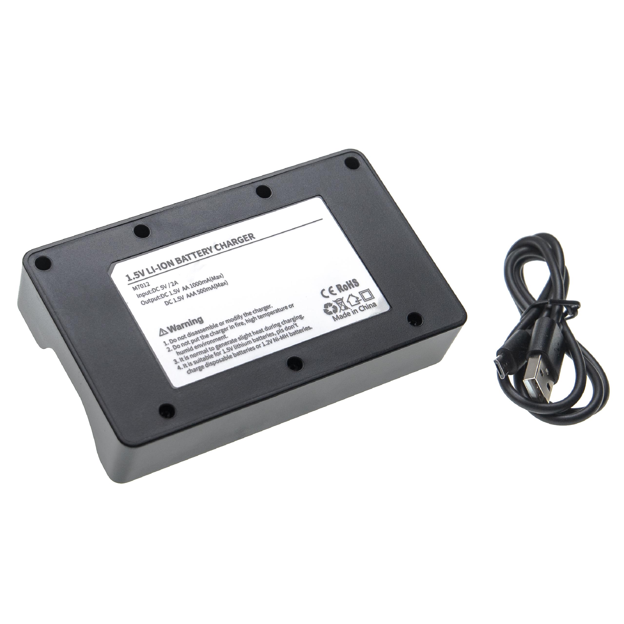8-Fach Micro-USB-Ladegerät passend für AA, AAA Li-Ion Akkuzellen