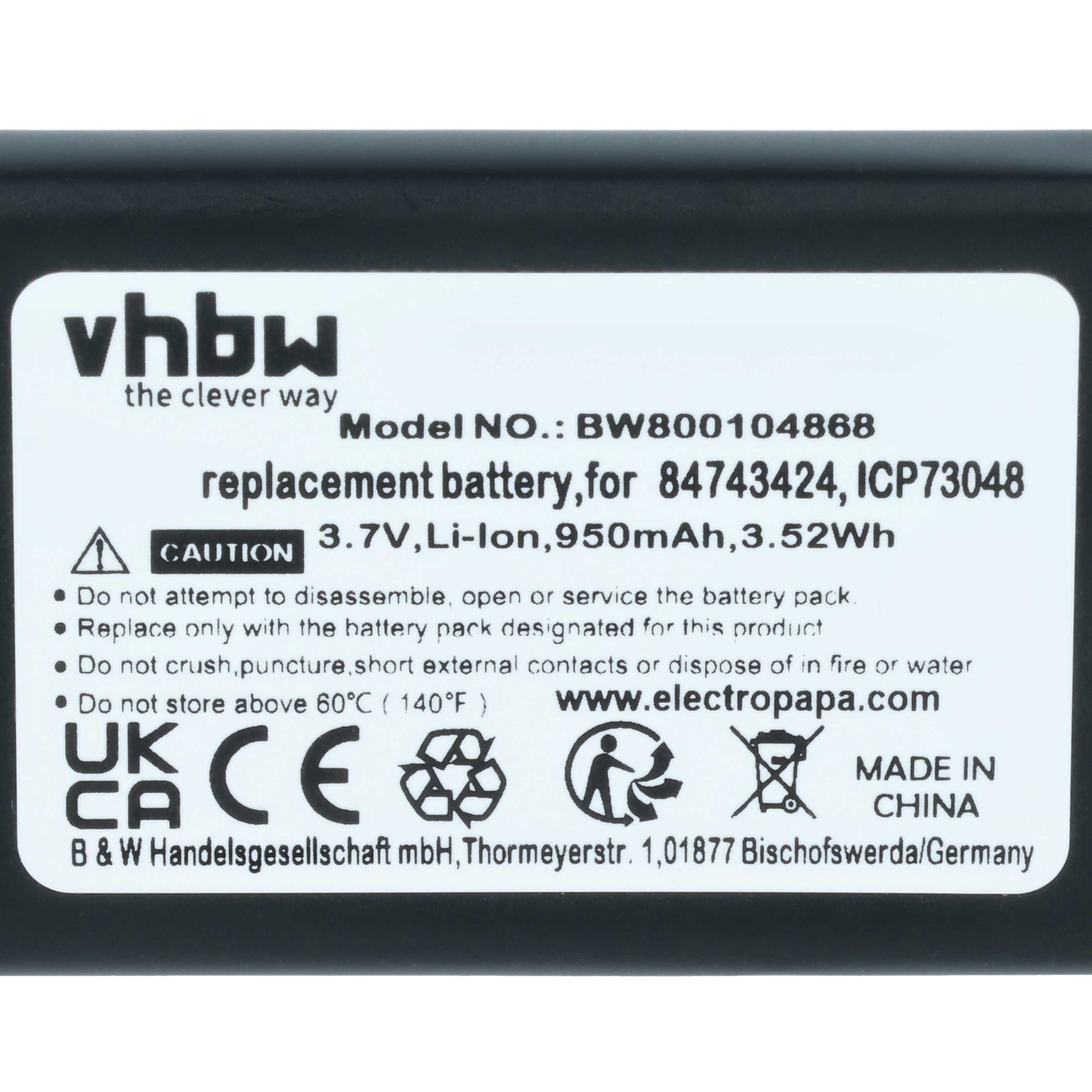 3x Batteries remplace Polycom / Spectralink 84743424, 84743428 pour téléphone Agfeo - 950mAh 3,7V Li-ion