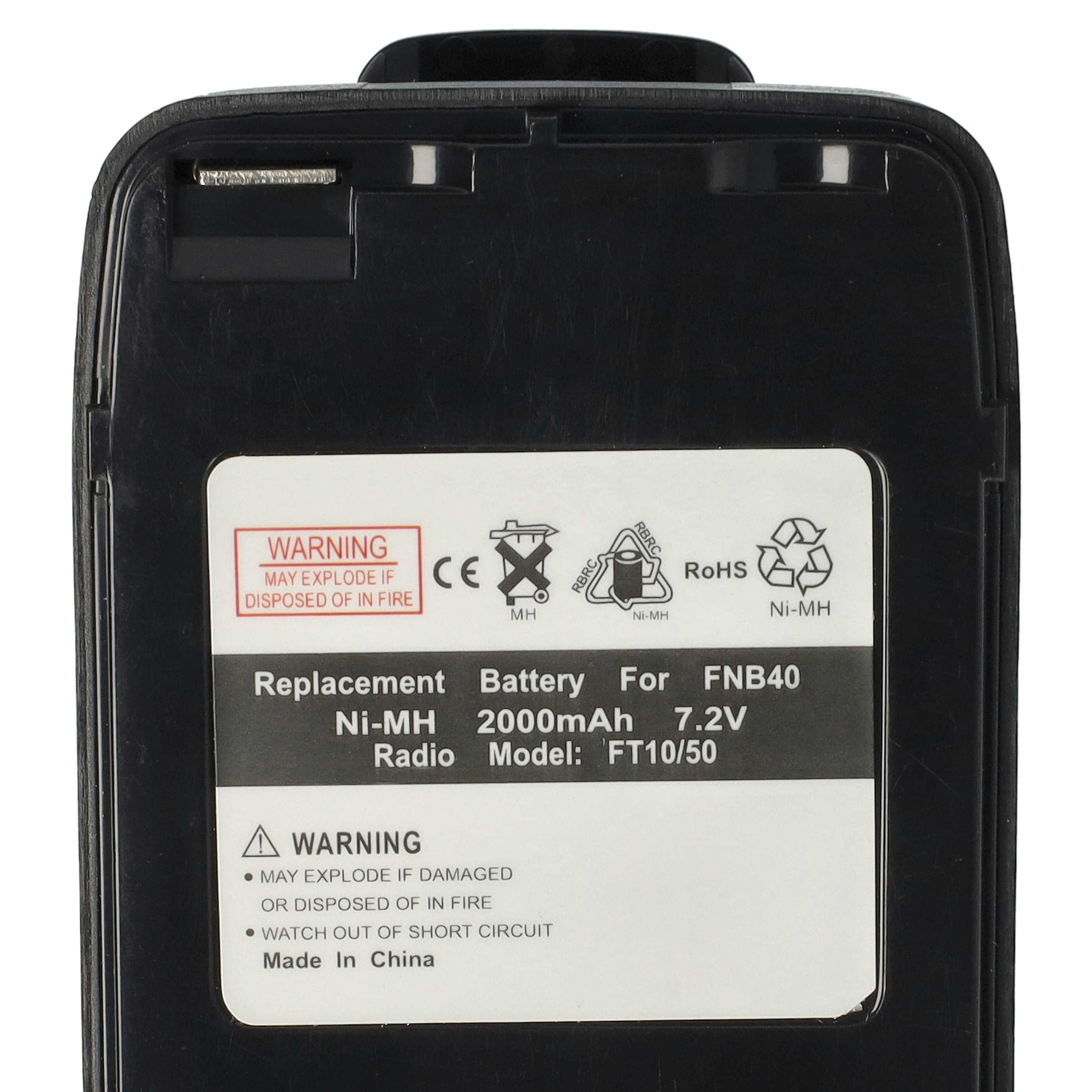 Radio 2x Battery replaces FNB-V47IS, FNB-V49, FNB-47H, FNB-47, FNB-V47 - 2000 mAh 7.2 V NiMH + Belt Clip
