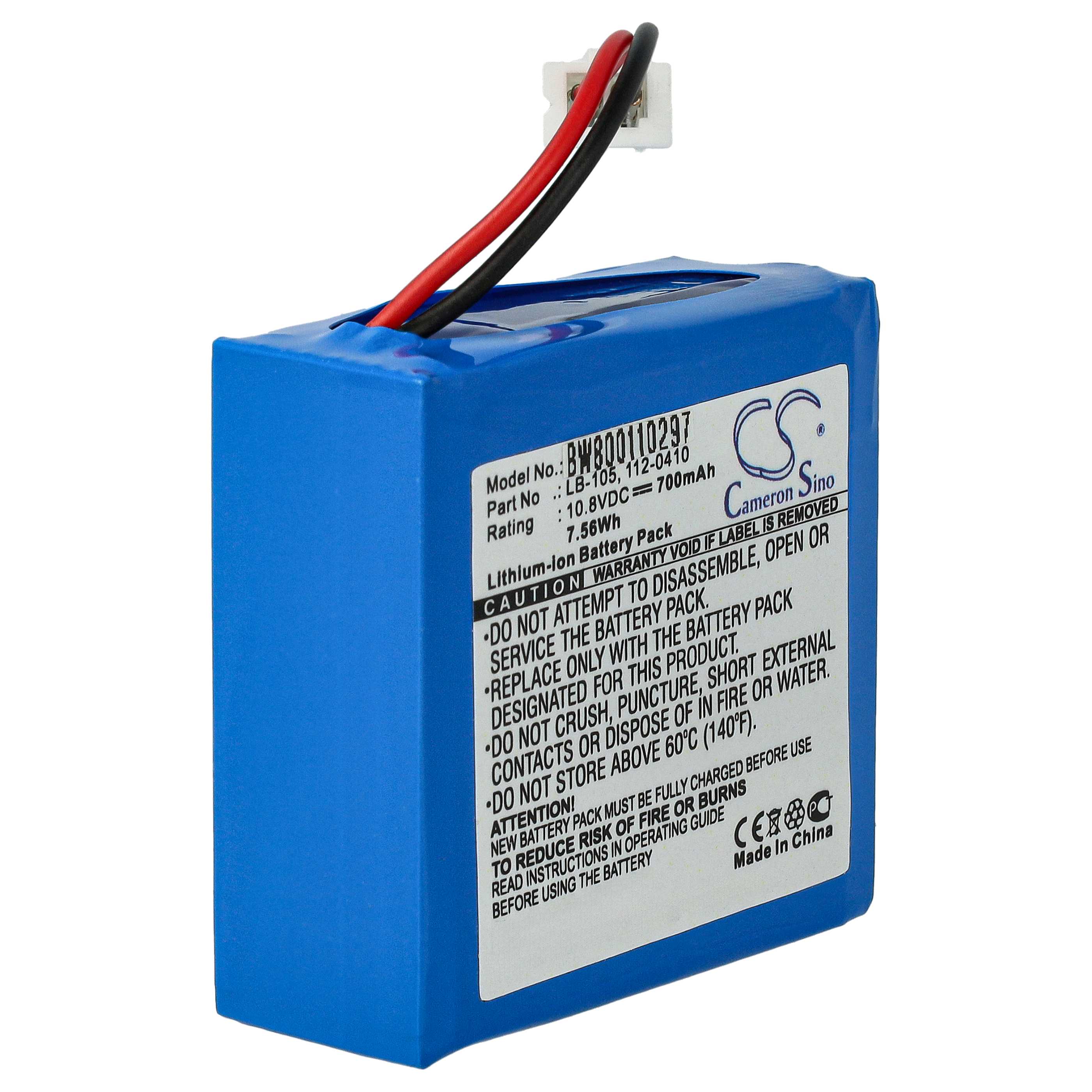 Batería reemplaza SafeScan LB-105, 112-0410 para escáner código de barras (700 mAh, 10,8 V, Li-Ion)