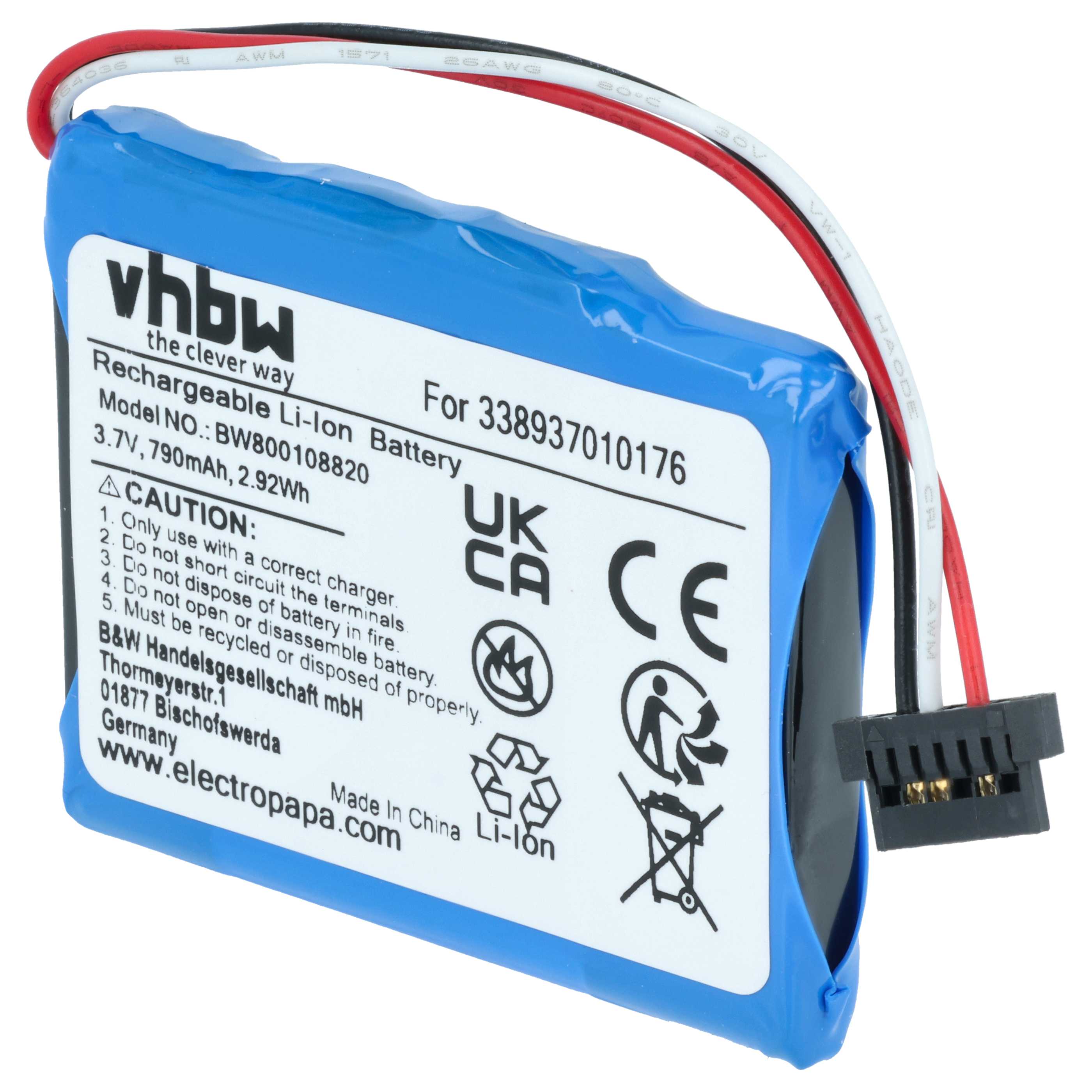 Akumulator do nawigacji GPS zamiennik Pioneer 827304, 338937010176 - 790 mAh 3,7 V Li-Ion
