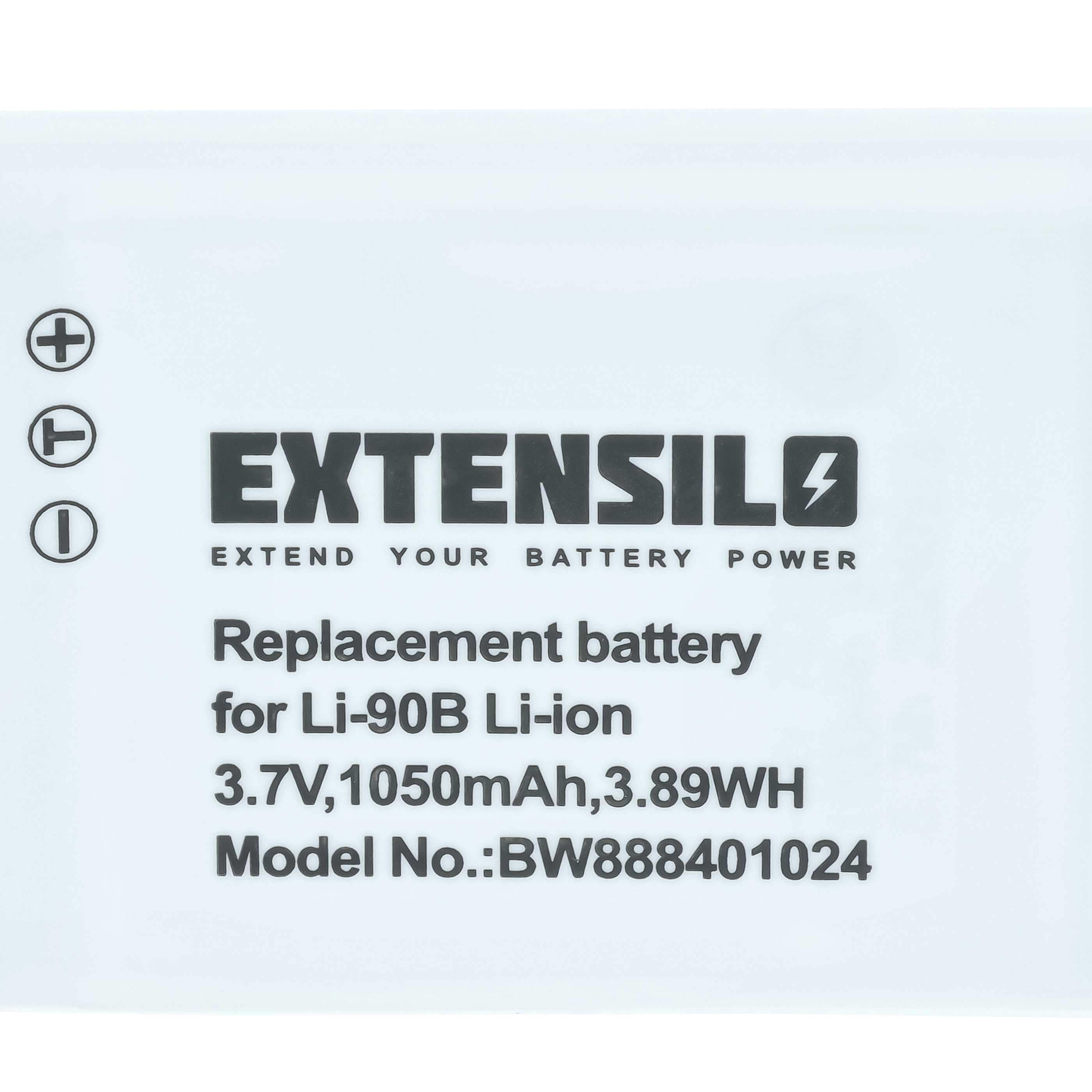 2x Battery replaces Olympus Li-92B, Li-90B - 1050mAh, 3.7V, Li-Ion
