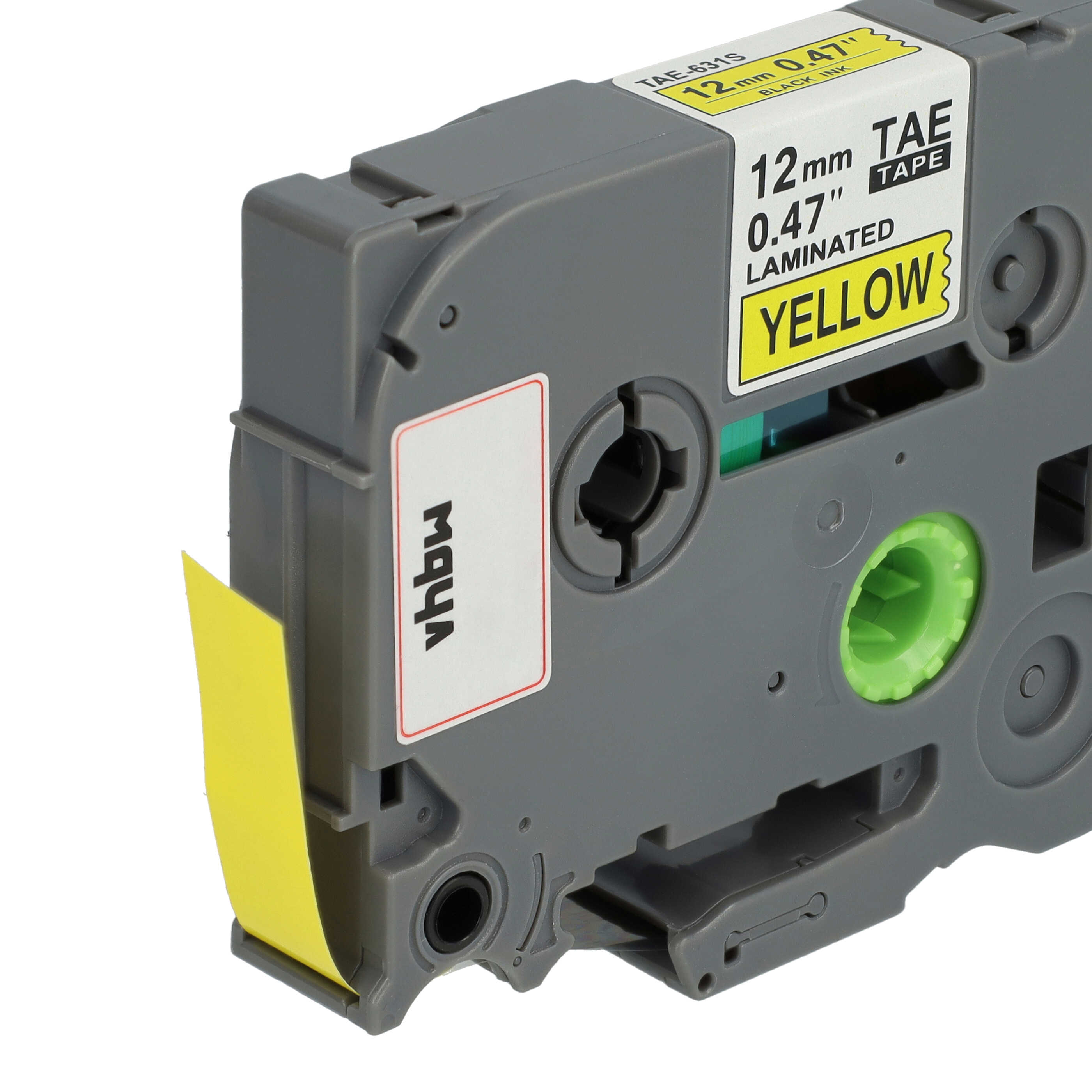 Label Tape replaces Brother TZE-631S - 12 mm Black to Yellow