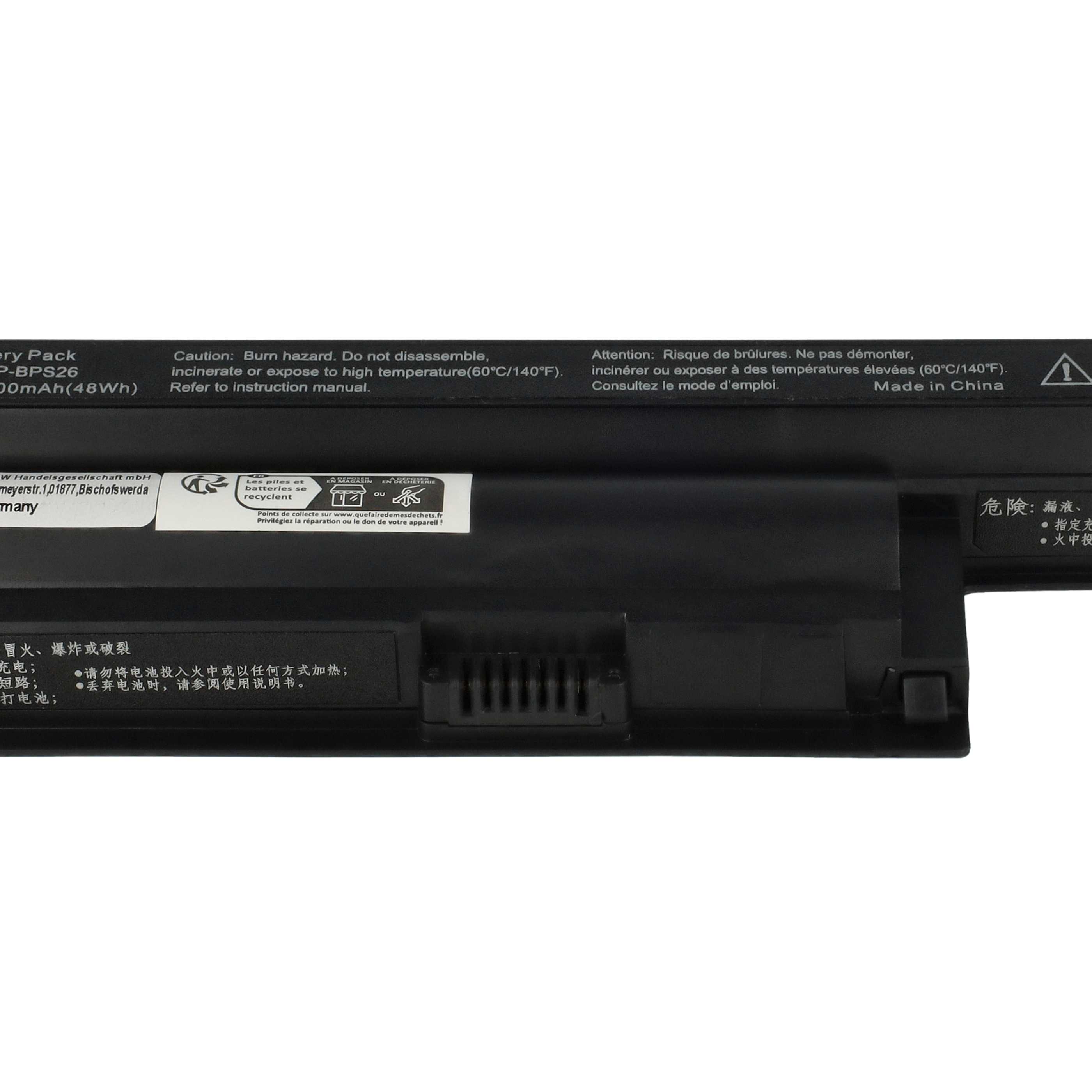 Batteria sostituisce Sony VGP-BPS26, VGP-BPS26A, VGP-BPL26 per notebook - 4400mAh 10,8V Li-Ion nero