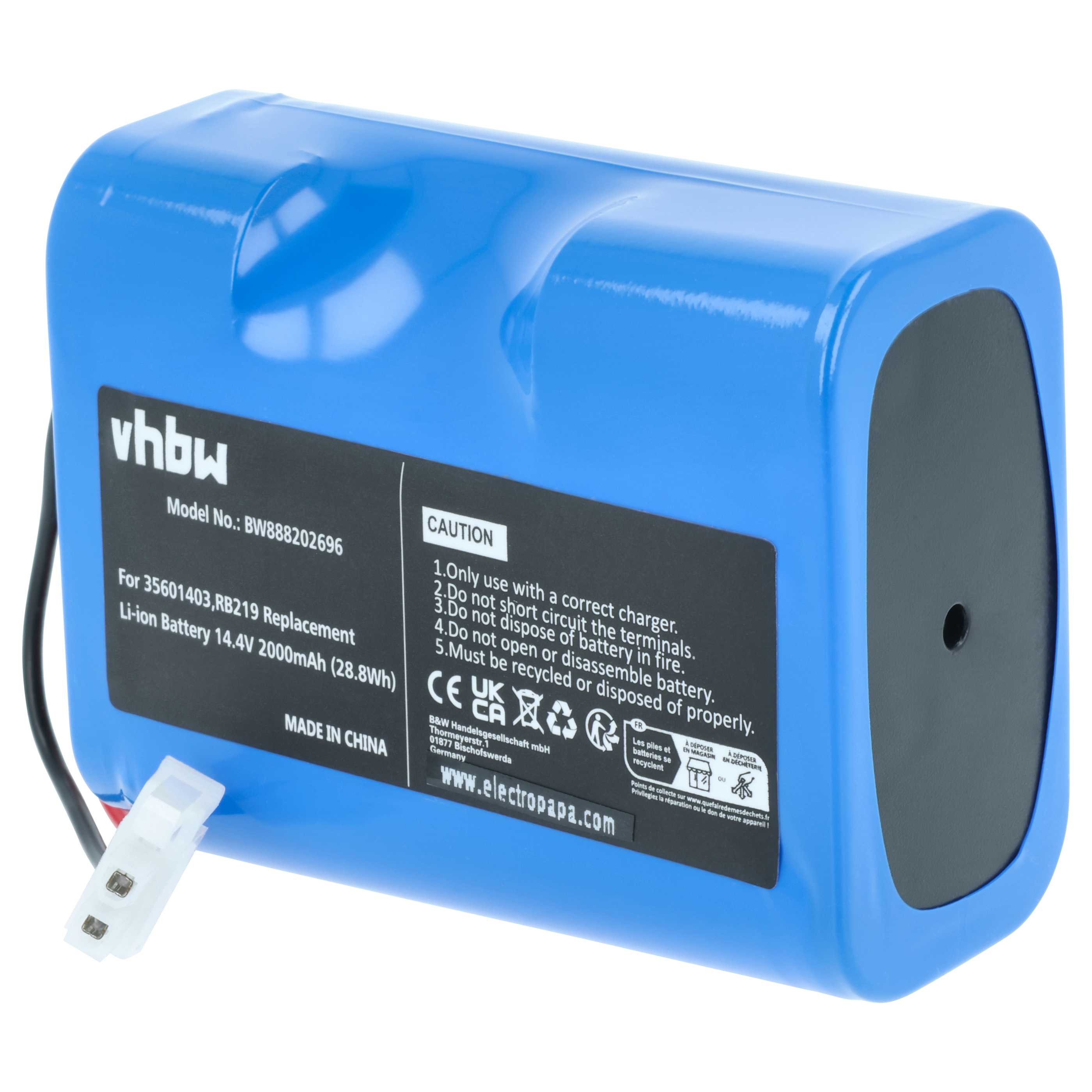Batteria sostituisce Hoover RB219, Li-RB226 per robot aspiratore - 2000mAh 14,4V Li-Ion