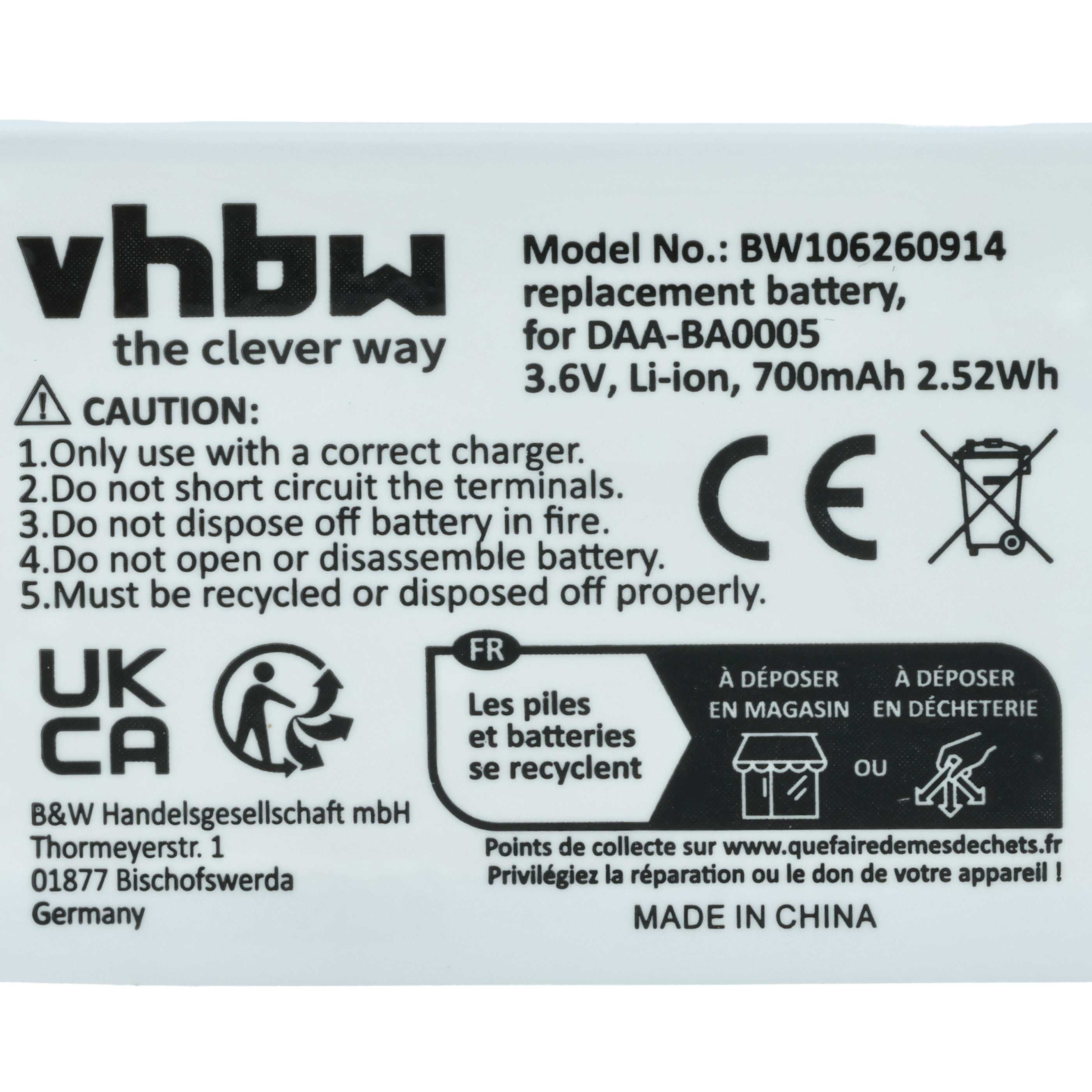MP3-Player 2x Battery for Creative - 700 mAh 3.7 V Li-Ion