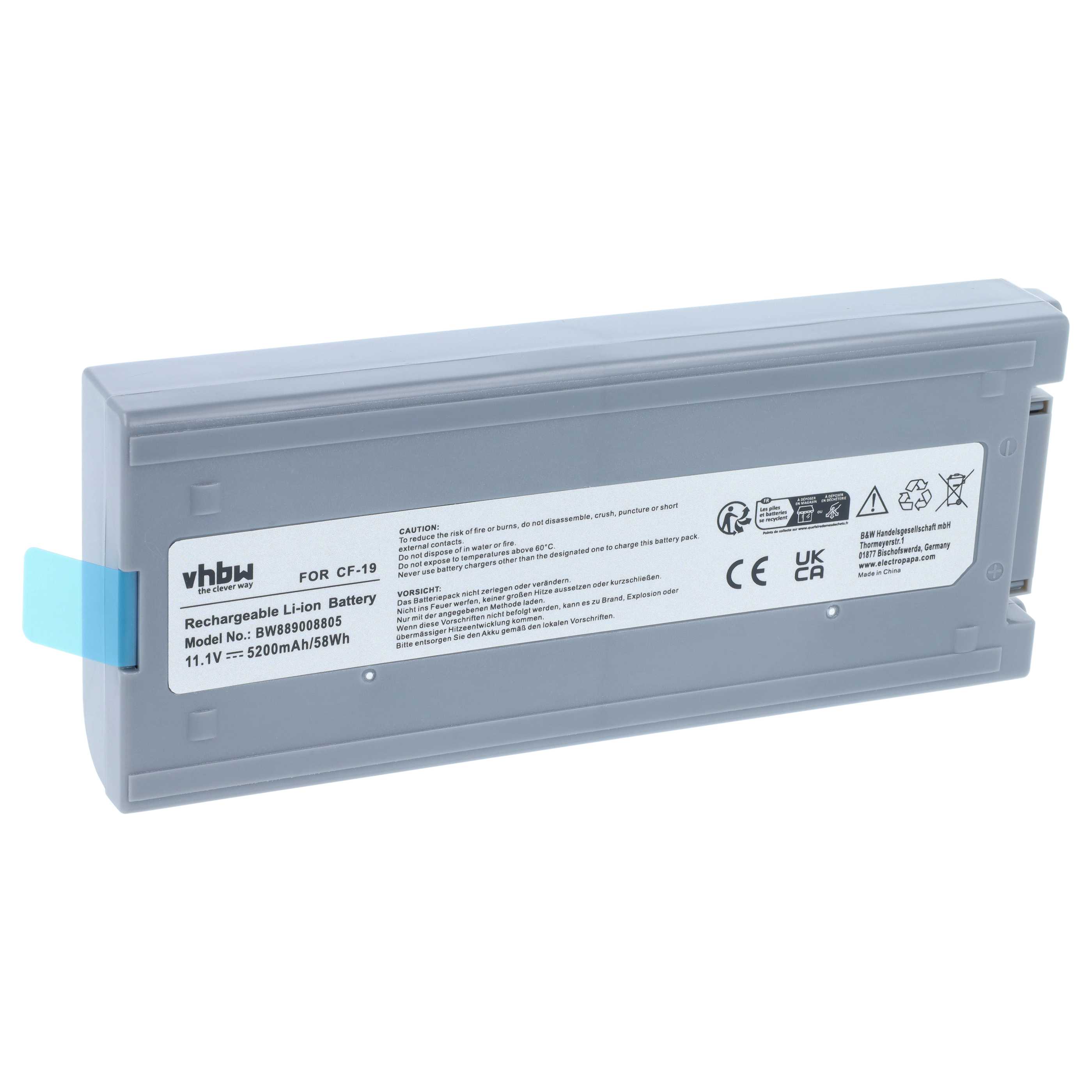 Notebook-Akku als Ersatz für Panasonic CFVZSU48, CF-VZSU48, CF-VZSU28 für Panasonic - 5200mAh 11,1V Li-Ion