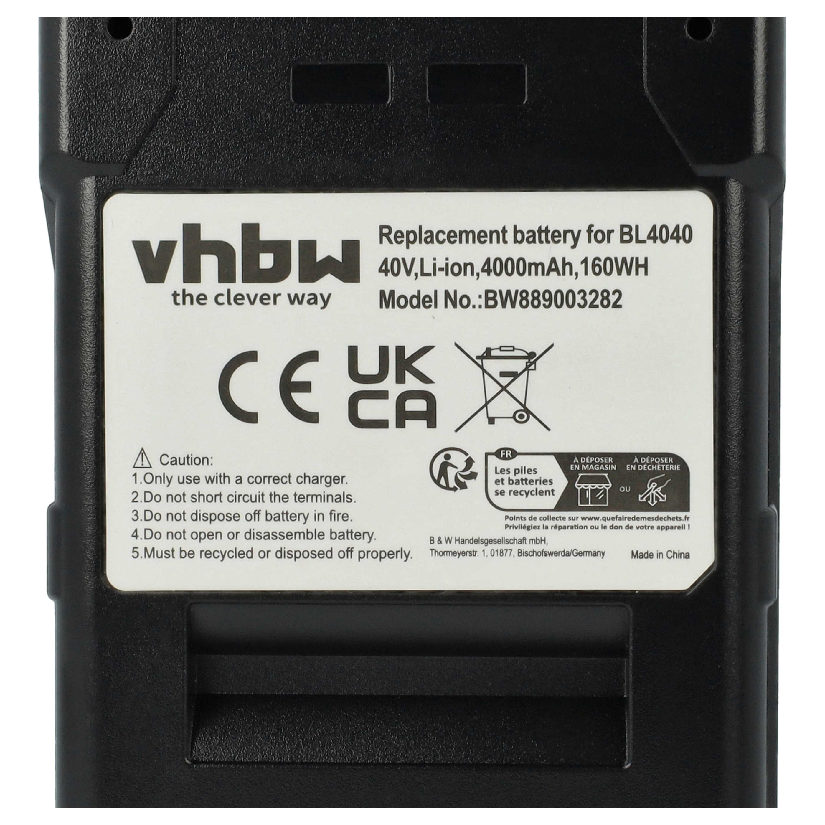 3x Battery replaces Makita 191L29-0, BL4020, BL4025, BL4040 Electric Power Tool - 4000 mAh, 40 V, Li-Ion