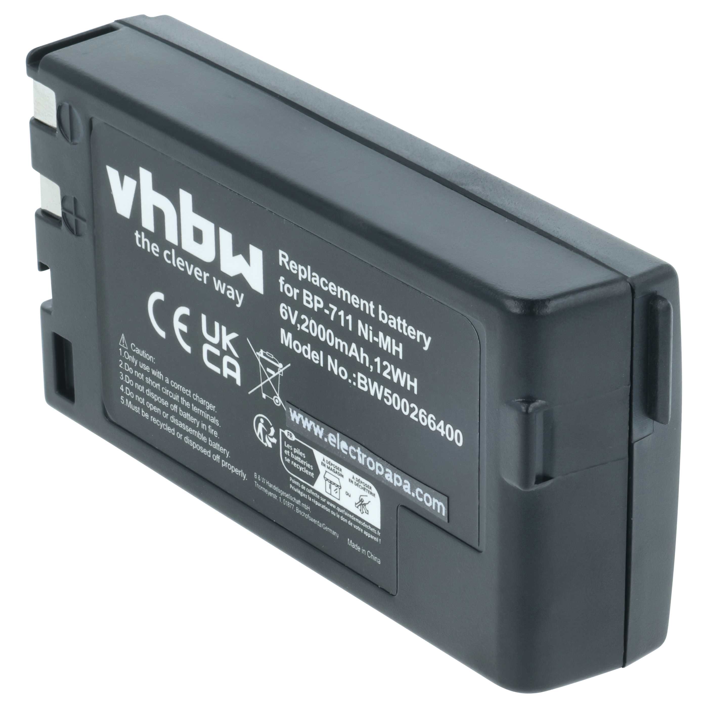 2x Batteria per videocamera sostituisce Canon BP-729, BP-726, BP-722D, BP-714, BP-711 - 2000mAh 6V NiMH