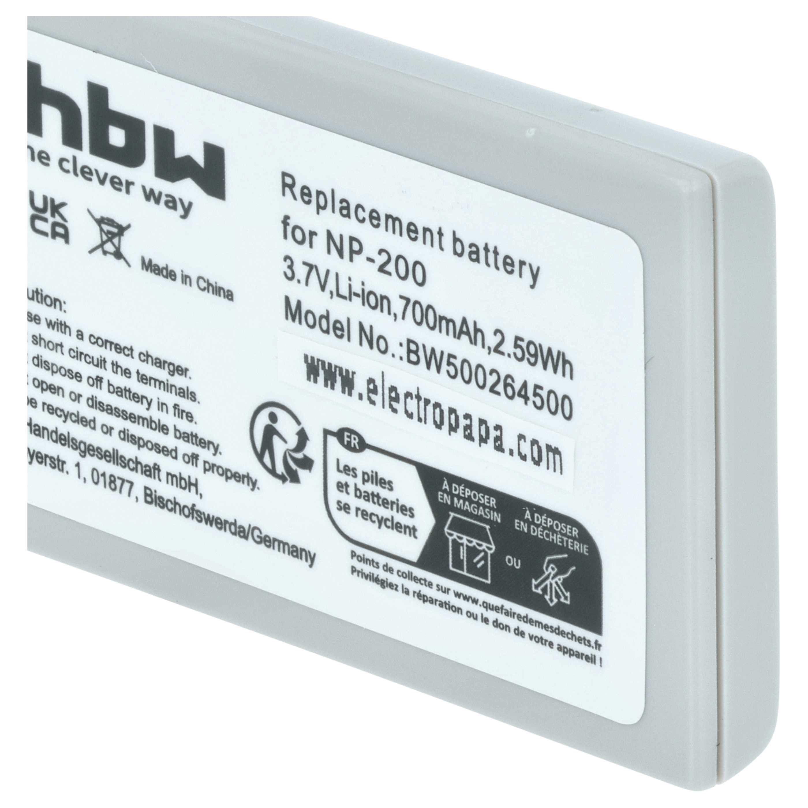 Videocamera 2x Battery replaces Minolta NP-200 - 700 mAh 3.7 V Li-Ion