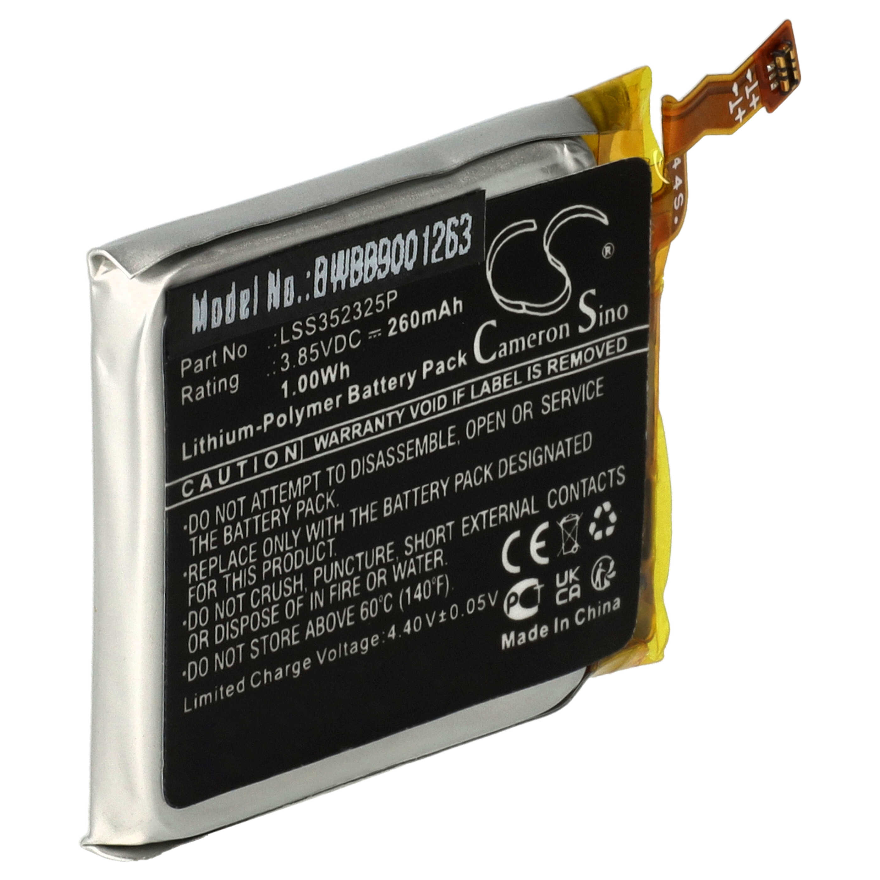 Smartwatch Battery replaces Fitbit LSS352325P - 260 mAh 3.85 V Li-polymer