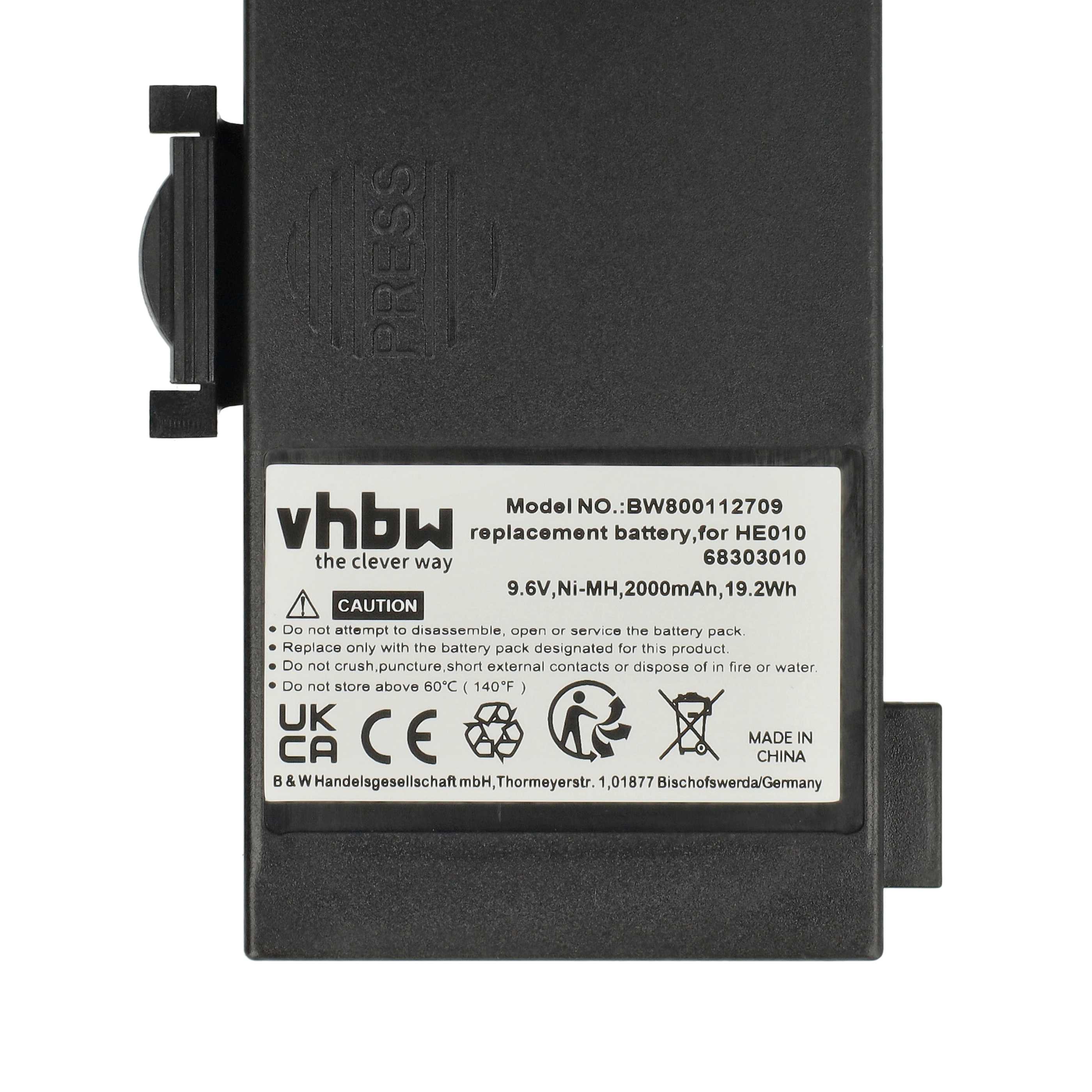 Radio 2x Battery replaces Hetronic 68303000, 68303010, 6830300, 68303020, HE010 - 2000 mAh 9.6 V NiMH