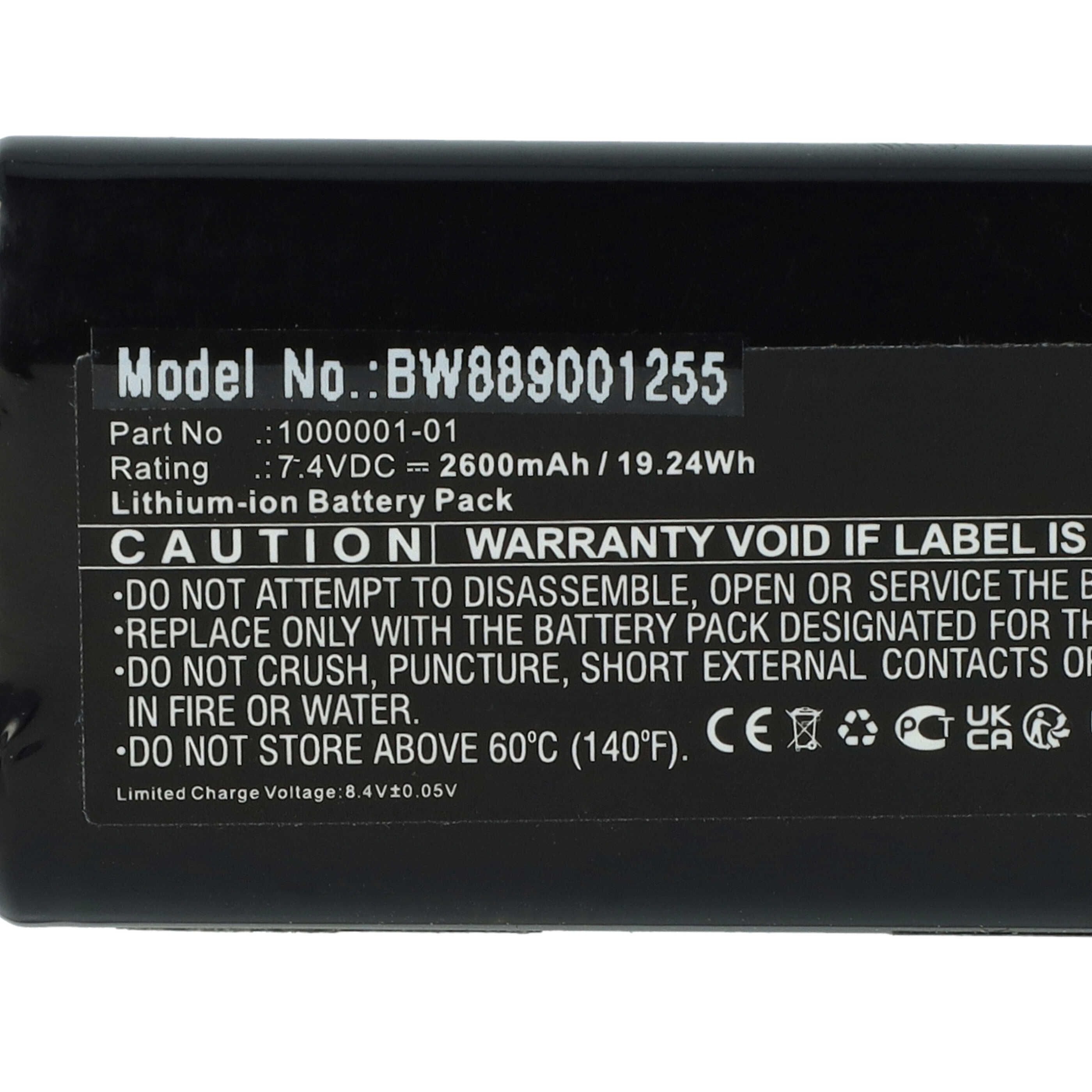 GPS Tracker Battery Replacement for Topcon 1000001-01 - 2600mAh 7.4V Li-Ion