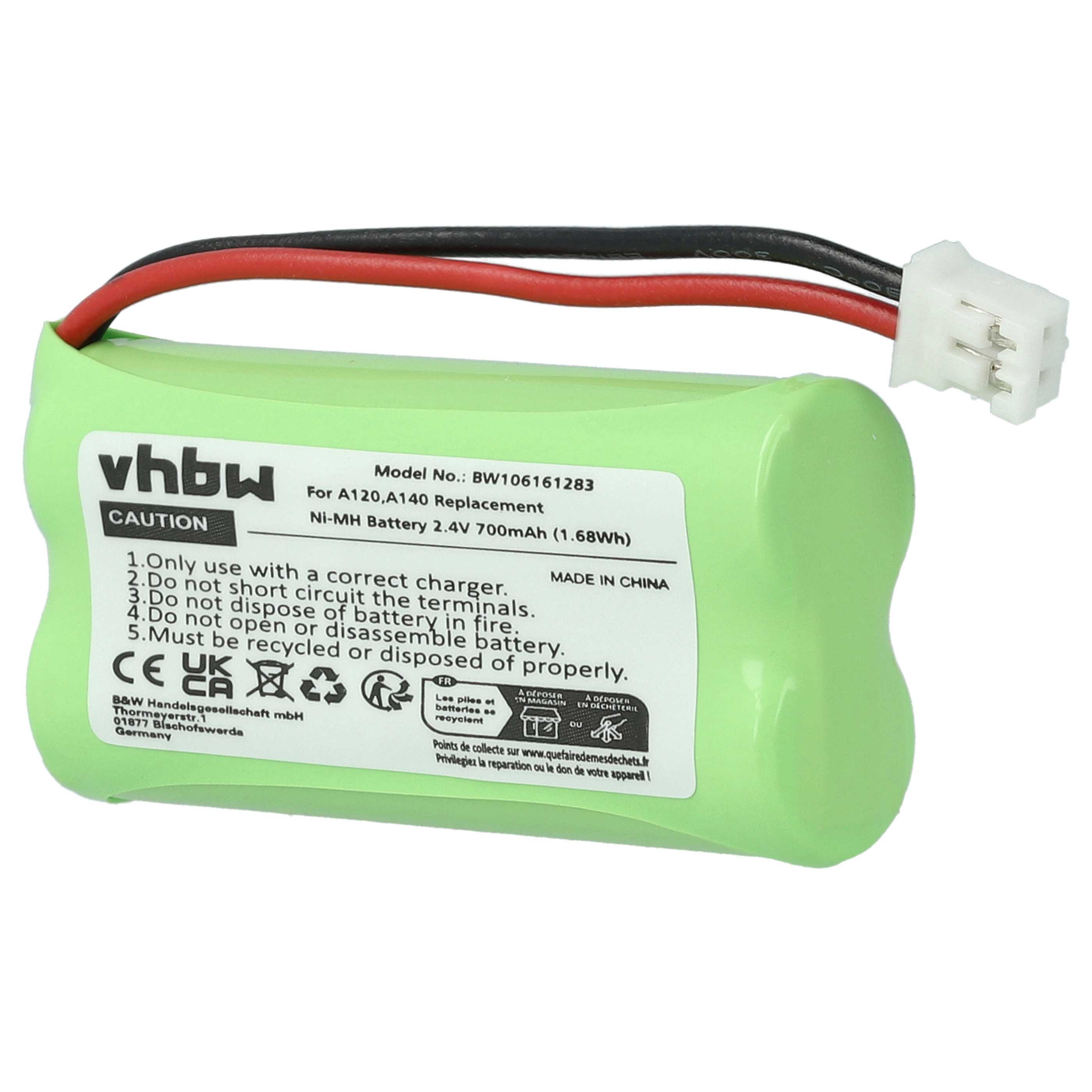 3x Batteries remplace 55AAAHR2BMX, 220382C1, 220436C1, 41AAAH2BMX pour téléphone T-Com - 700mAh 2,4V NiMH